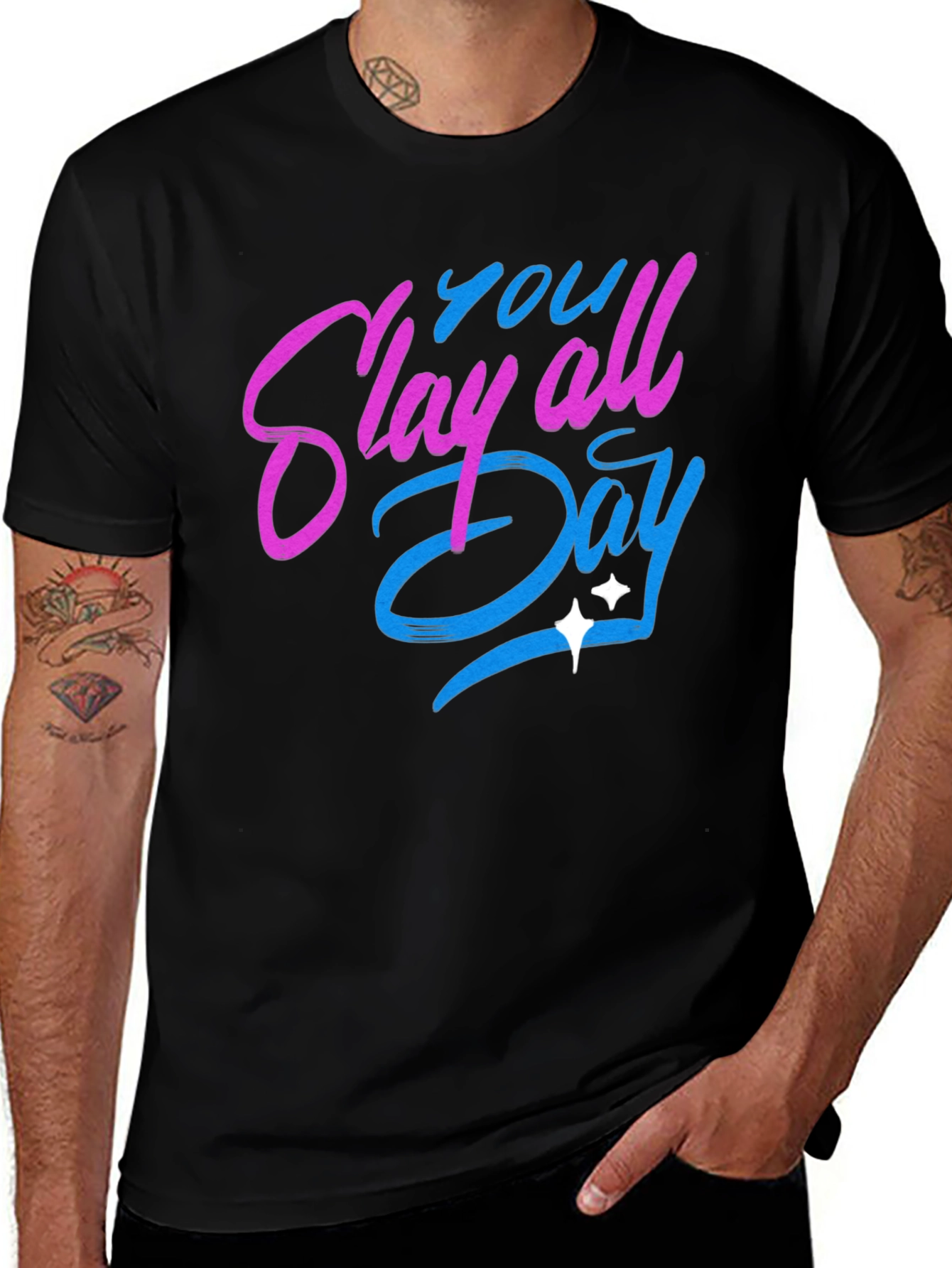 Slay All Day Graphic T-Shirt - Trendy Casual Tee