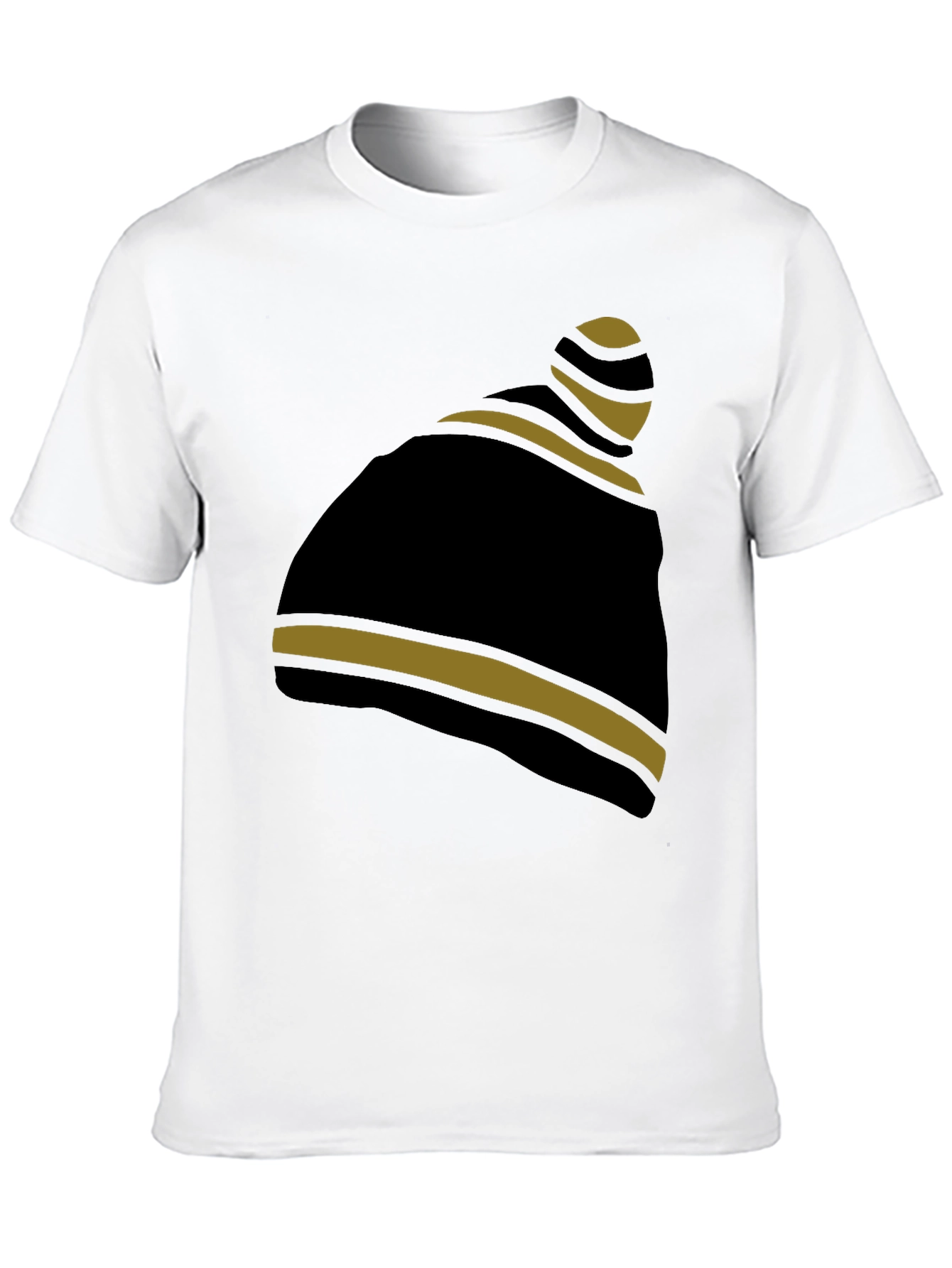 Striped Beanie Graphic Tee - Casual Style
