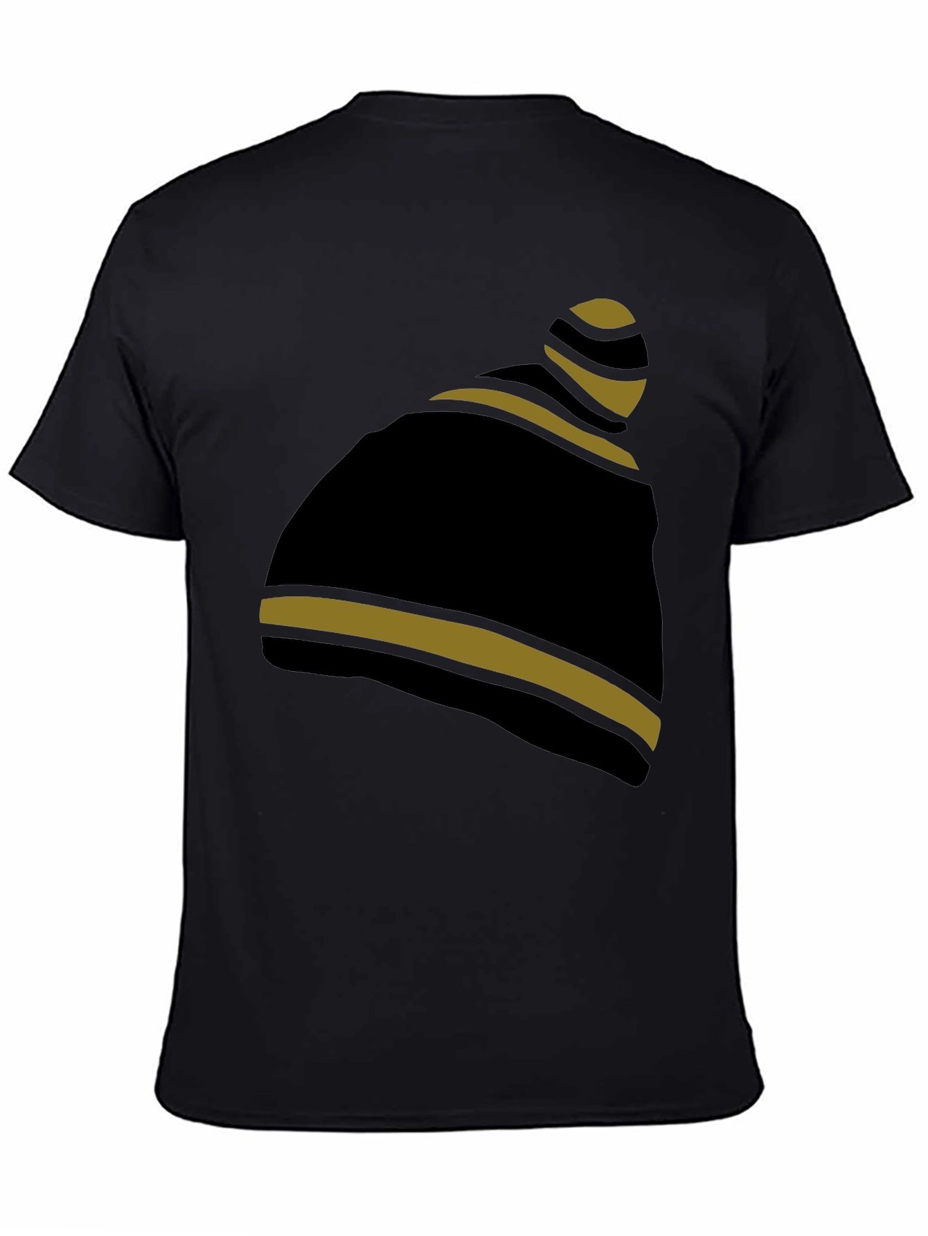 Striped Beanie Graphic Tee - Casual Style