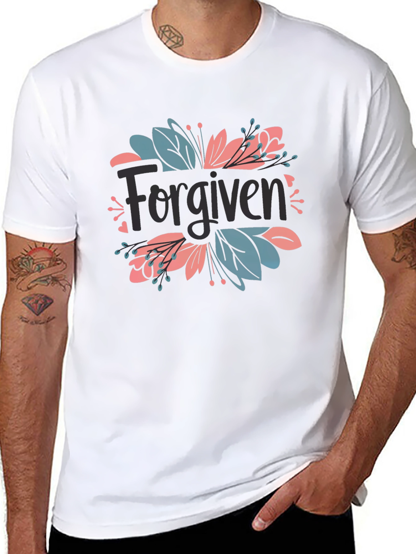 Forgiven Floral Graphic Black T-Shirt