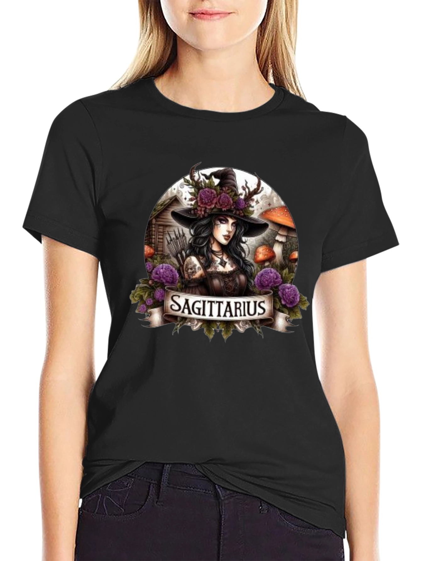Sagittarius Witch T-Shirt - Zodiac Graphic Tee