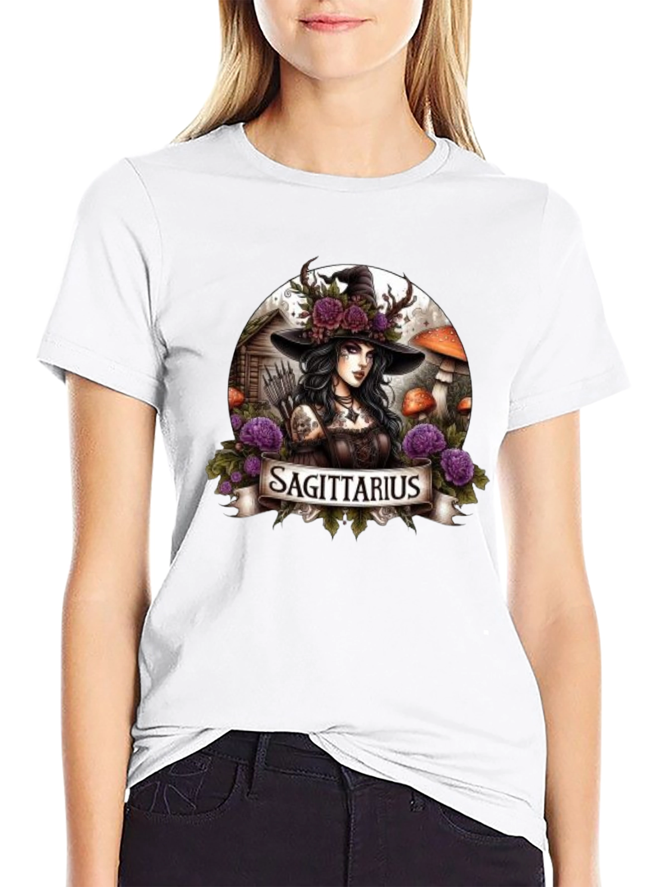 Sagittarius Witch T-Shirt - Zodiac Graphic Tee