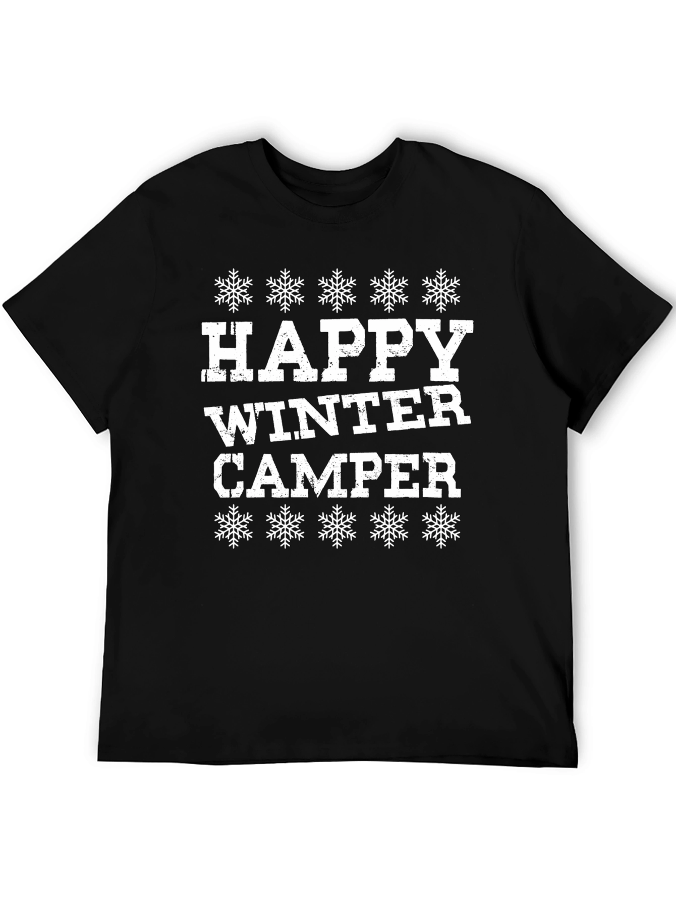 Happy Winter Camper Black Graphic T-Shirt