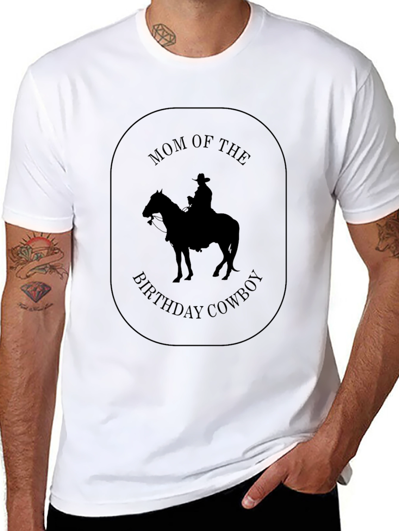 Mom of the Birthday Cowboy Black T-Shirt