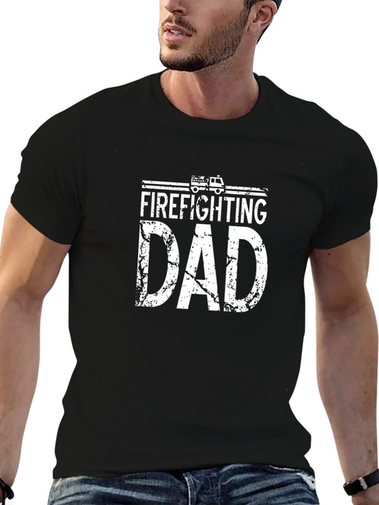 Firefighting Dad T-Shirt - Black Crew Neck Tee