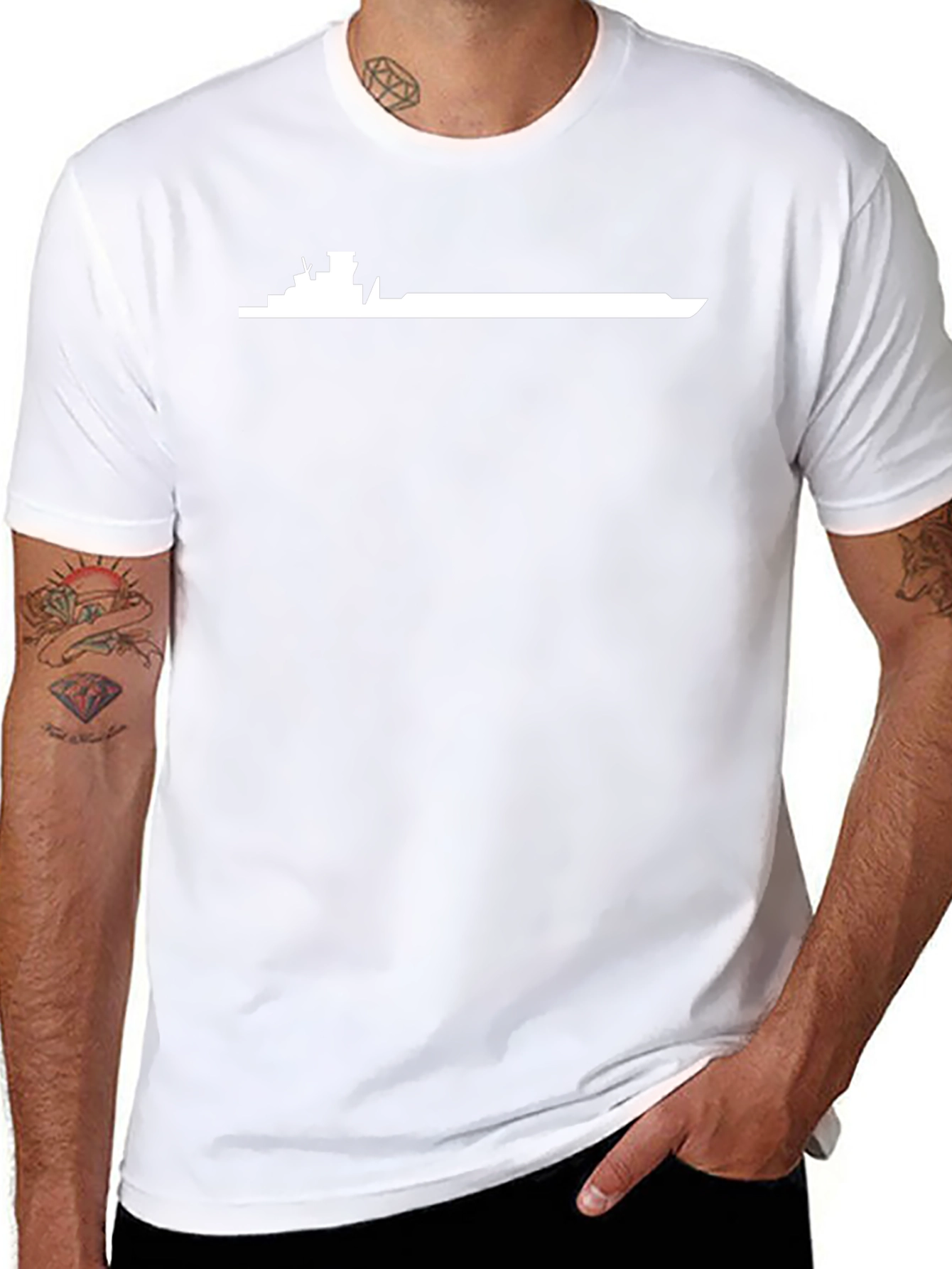 Navy Ship Silhouette Black T-Shirt