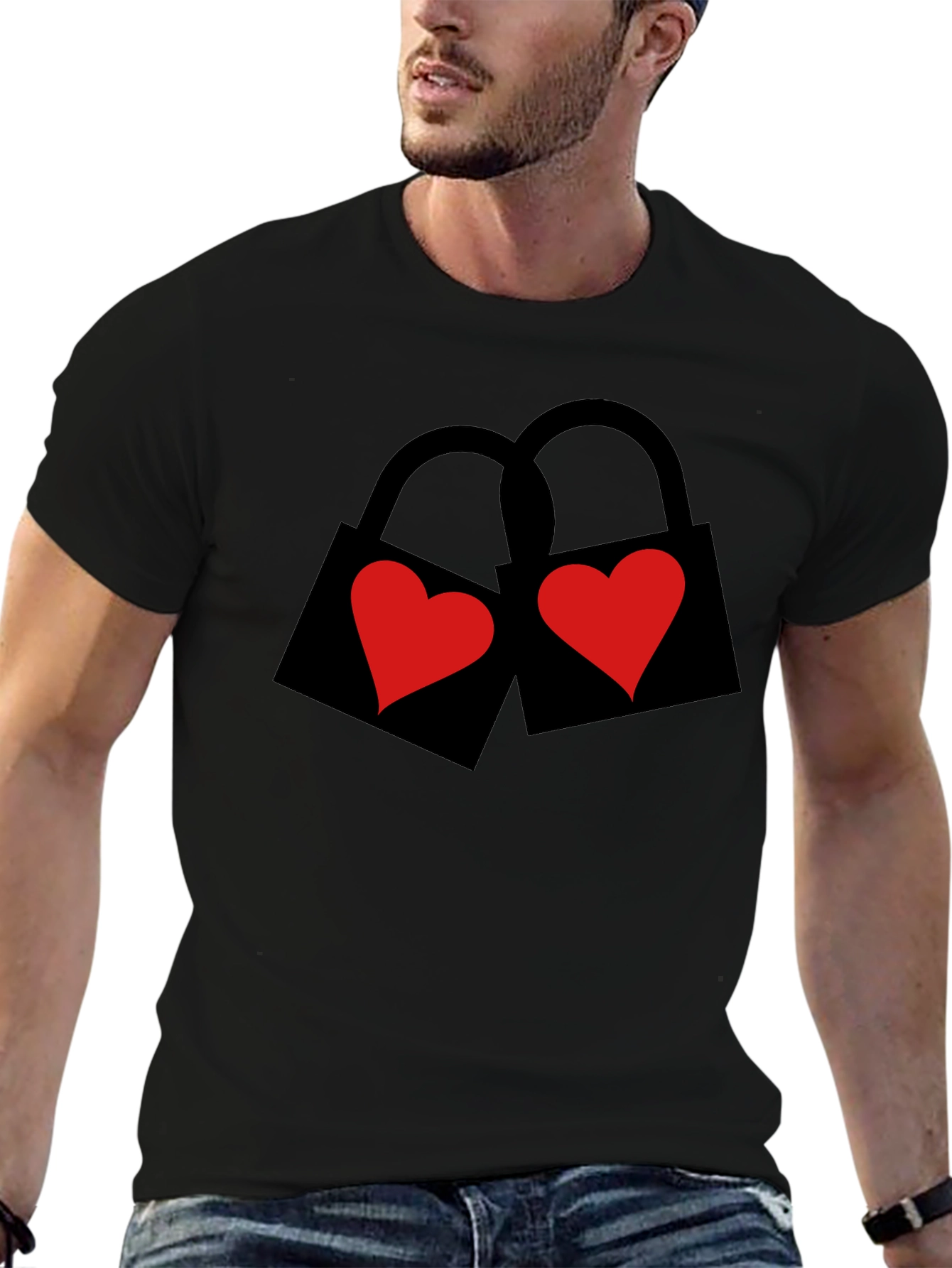 Heart Lock Black T-Shirt - Love Locks