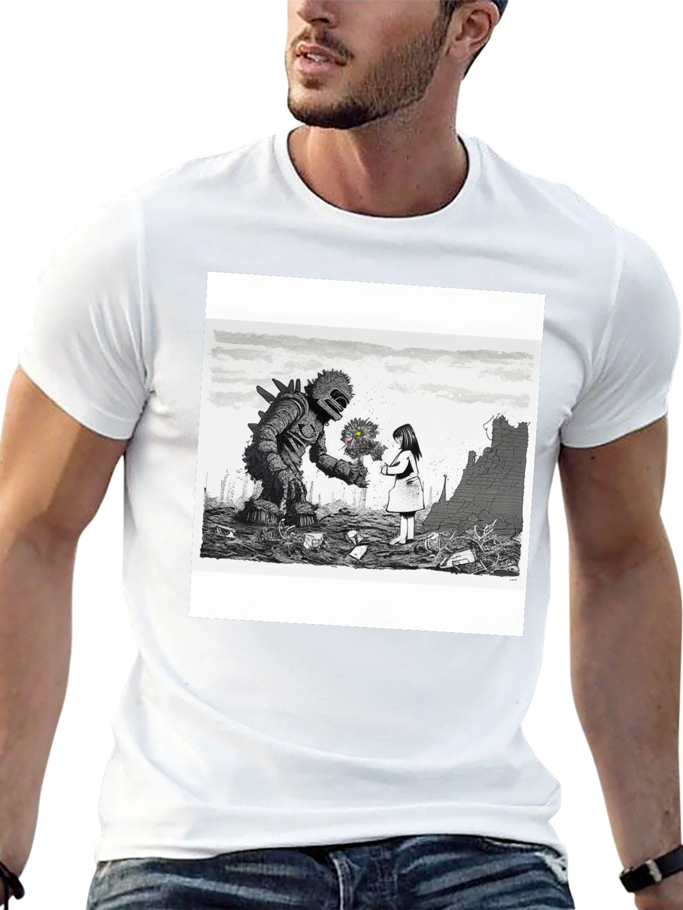 Monster & Girl Graphic Tee - Black