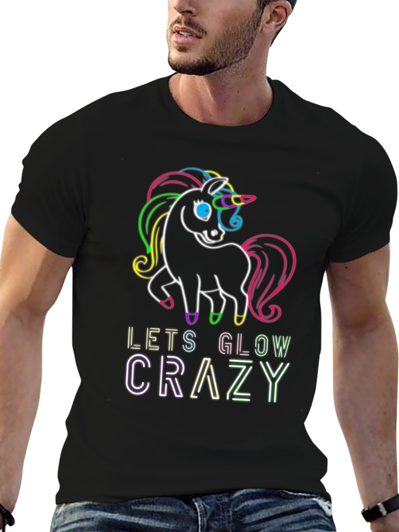 Neon Unicorn Glow Crazy T-Shirt