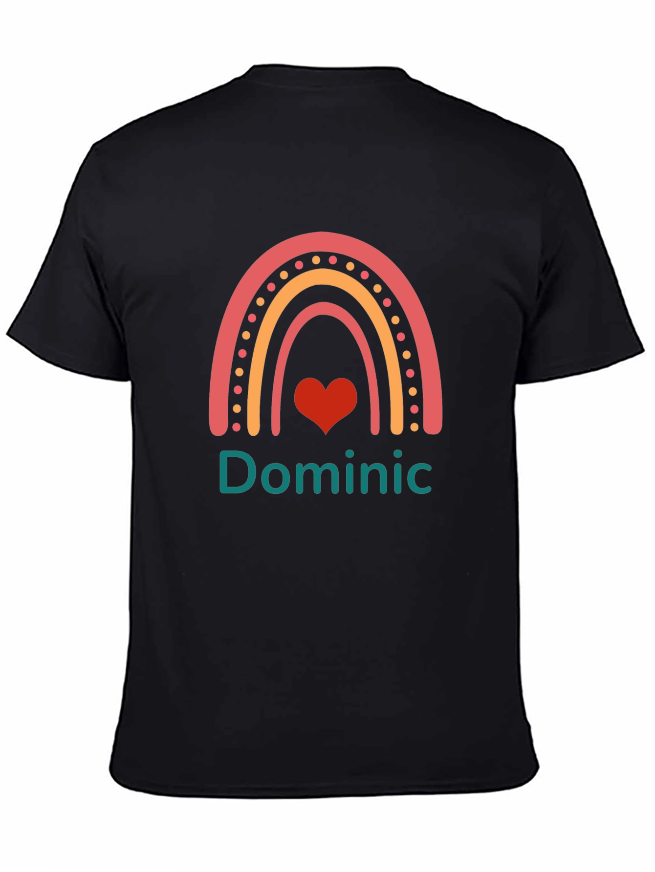 Personalized Dominic Rainbow Heart T-Shirt