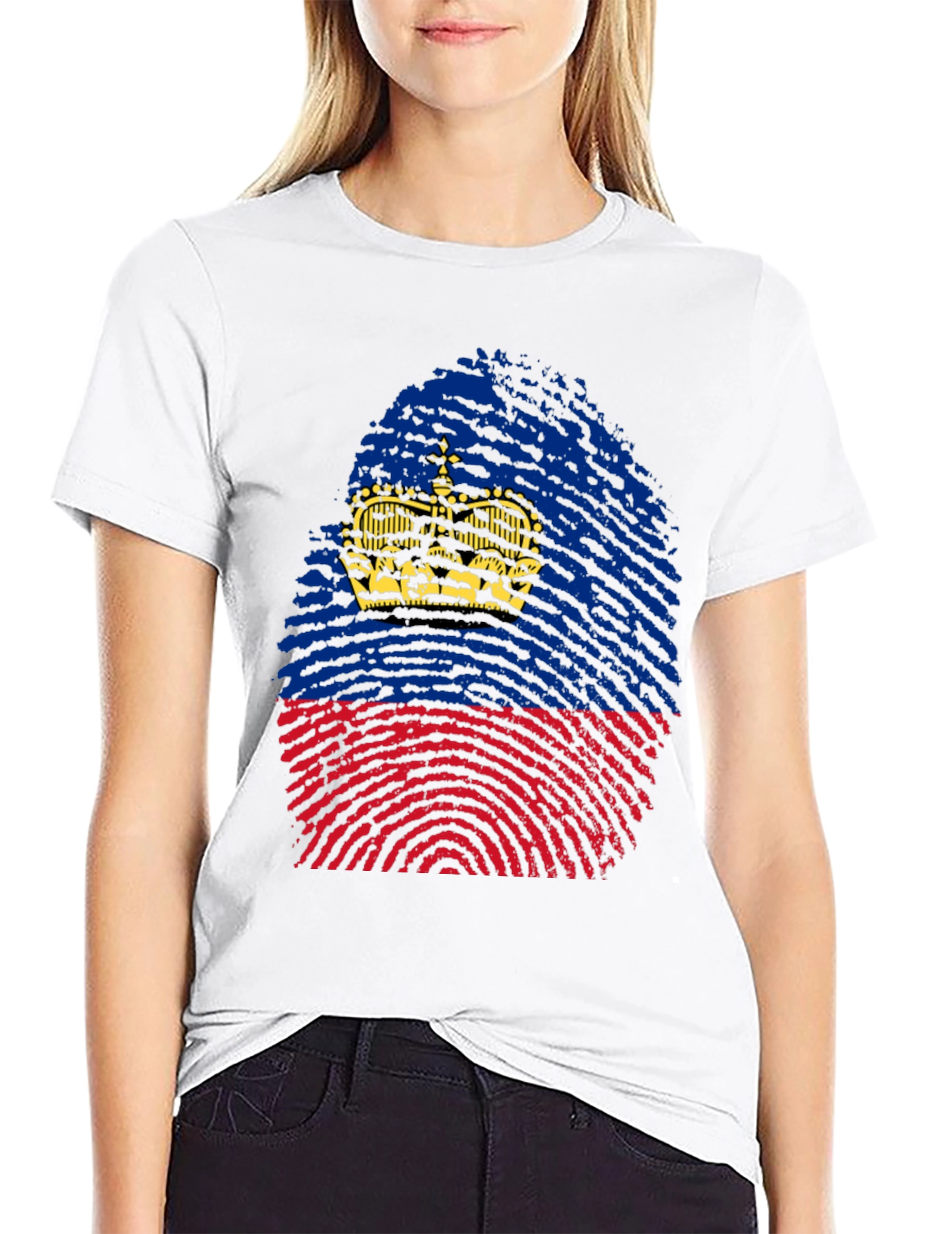 Liechtenstein Fingerprint Flag T-Shirt