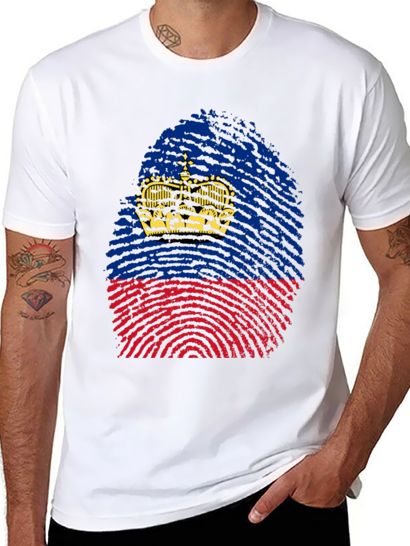 Liechtenstein Fingerprint Flag T-Shirt