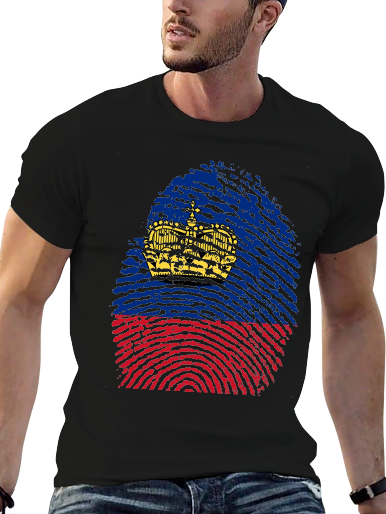 Liechtenstein Fingerprint Flag T-Shirt