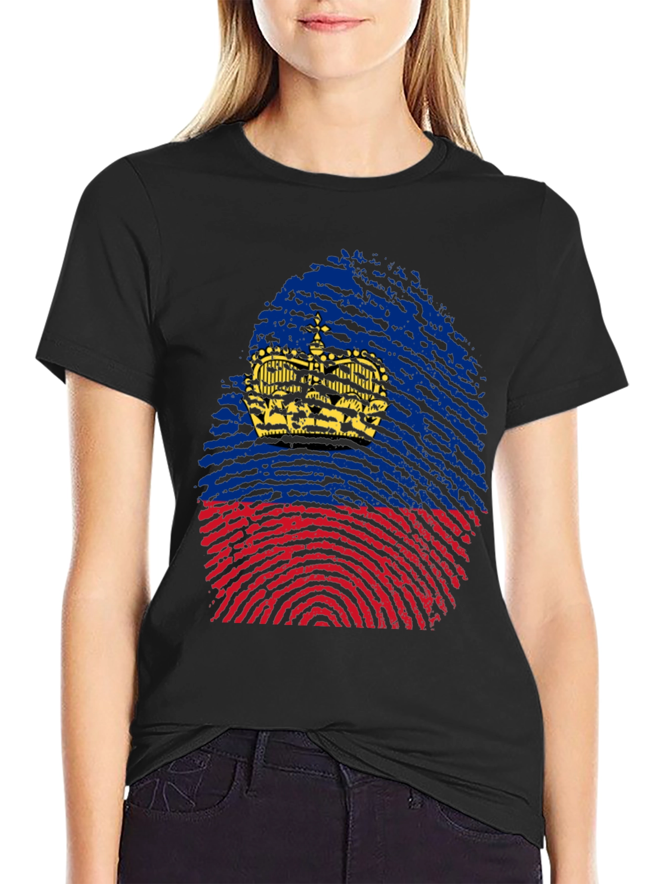 Liechtenstein Fingerprint Flag T-Shirt