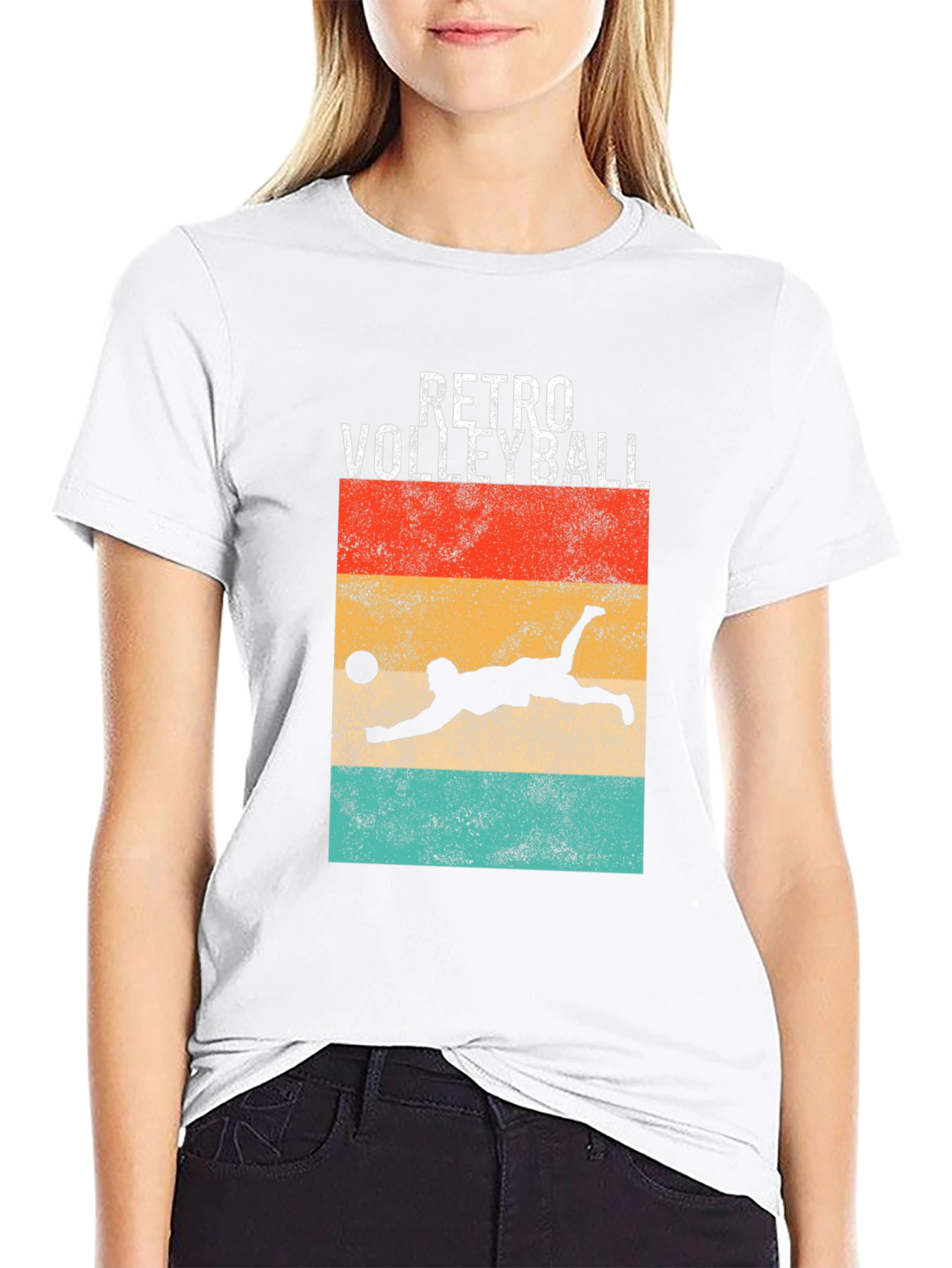 Retro Volleyball Graphic T-Shirt - Black