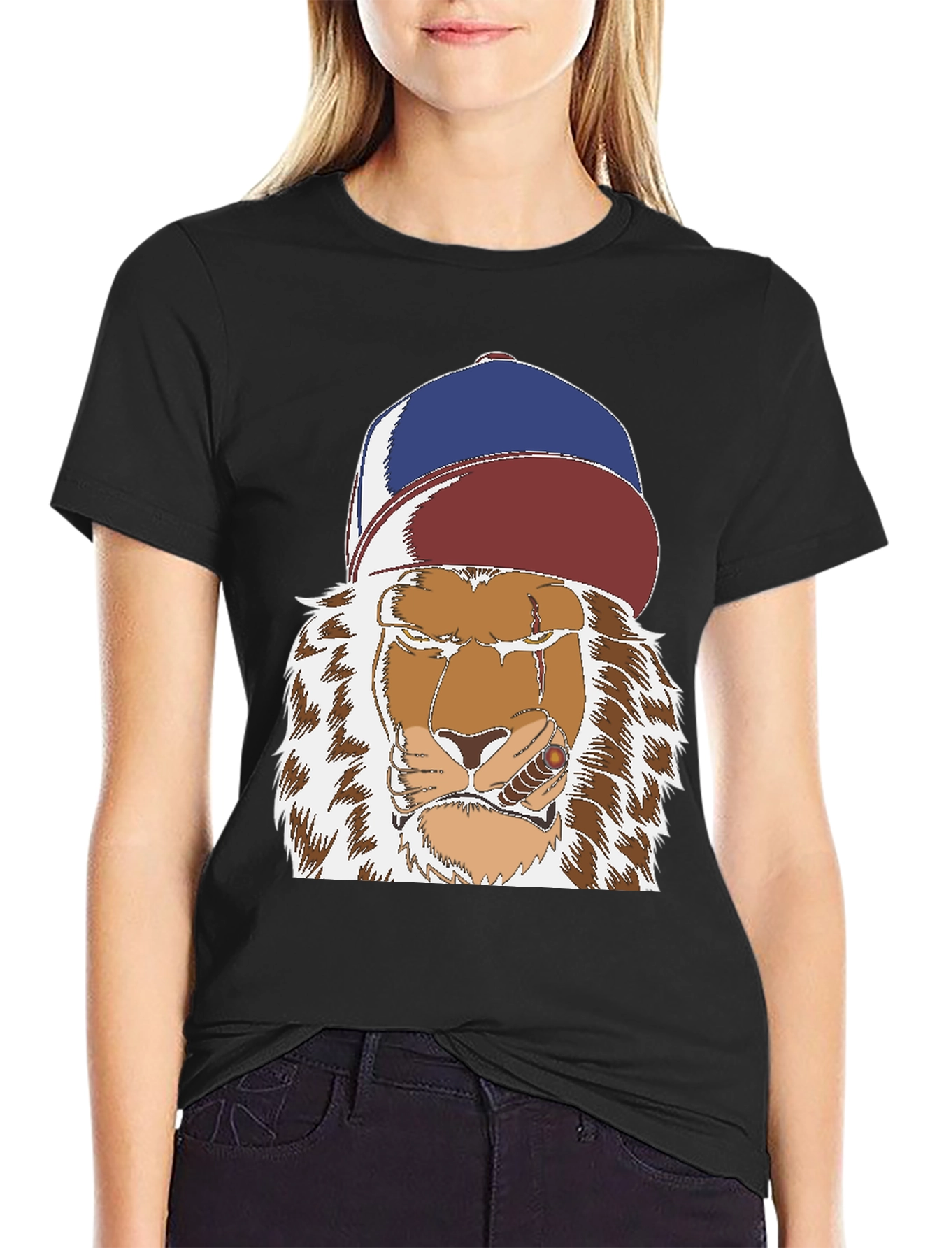Lion with Cigar Graphic Tee - Streetwear Style