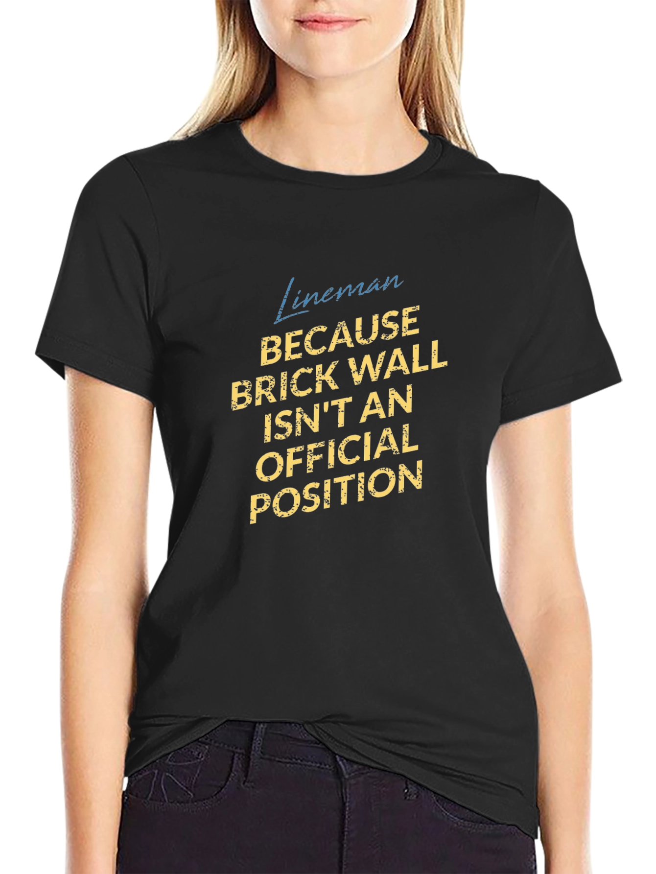 Lineman Brick Wall Funny Football T-Shirt