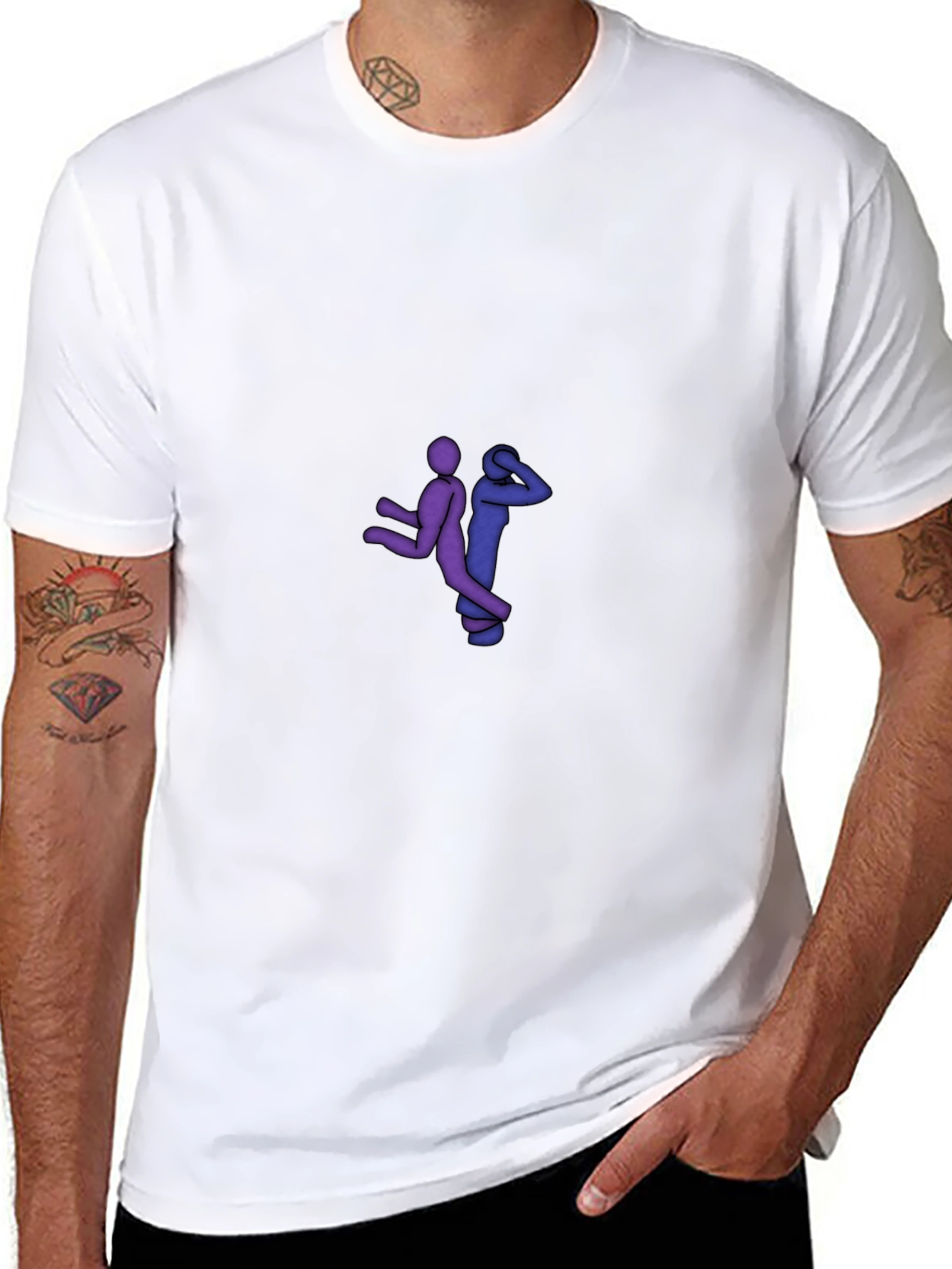 Black Graphic Tee - Stick Figure Design