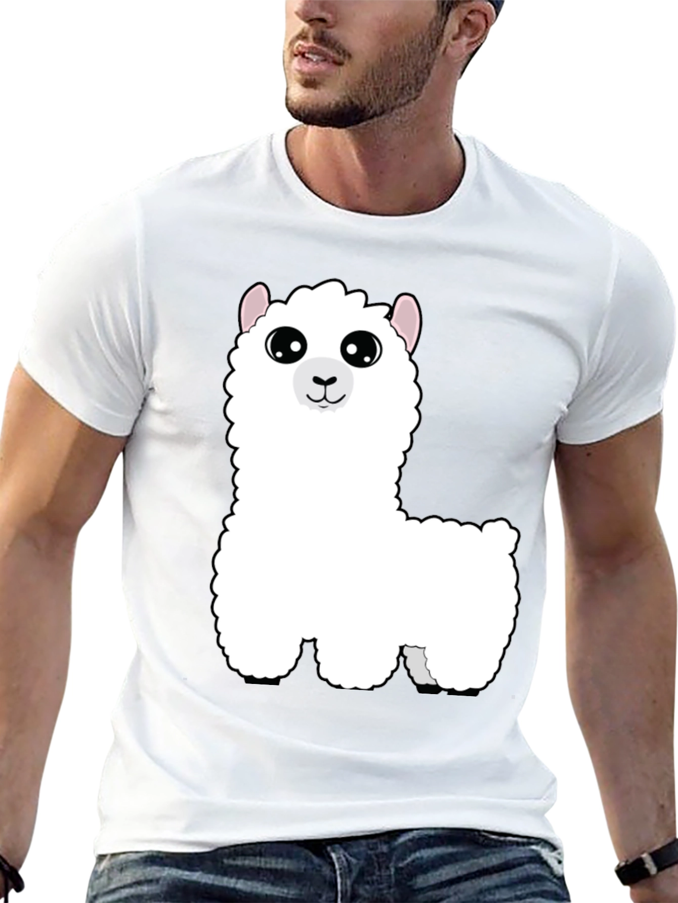 Cute Alpaca Graphic Tee - Black Cotton T-Shirt