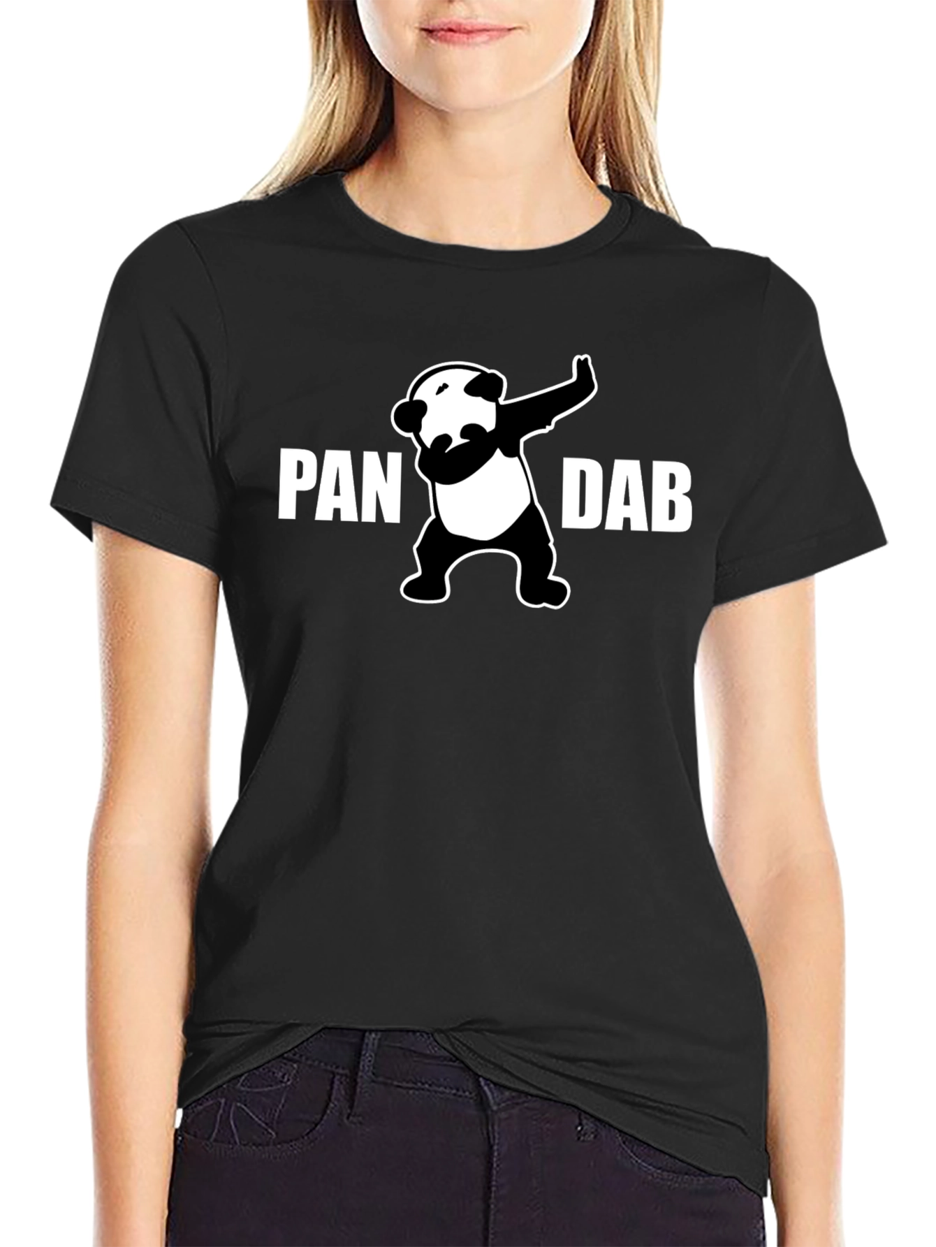 Panda Dab Graphic T-Shirt - Black Crew Neck Tee