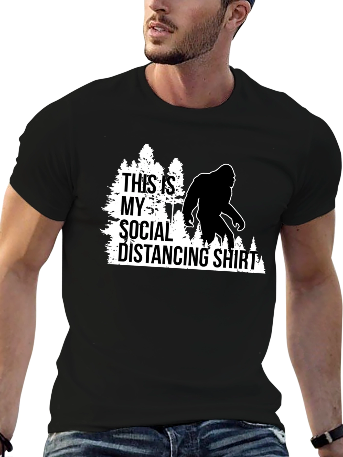 Funny Social Distancing Bigfoot Graphic Tee