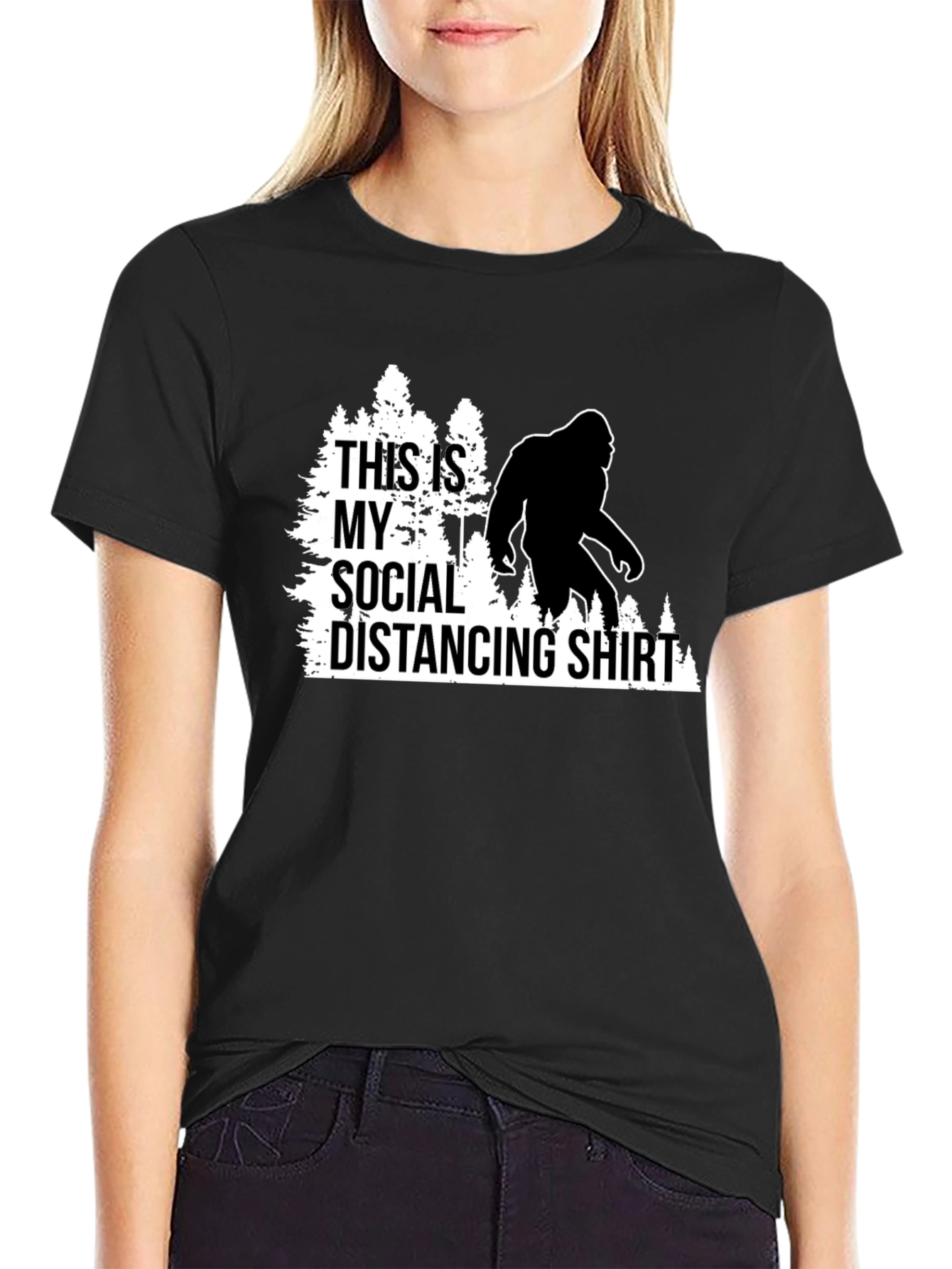 Funny Social Distancing Bigfoot Graphic Tee