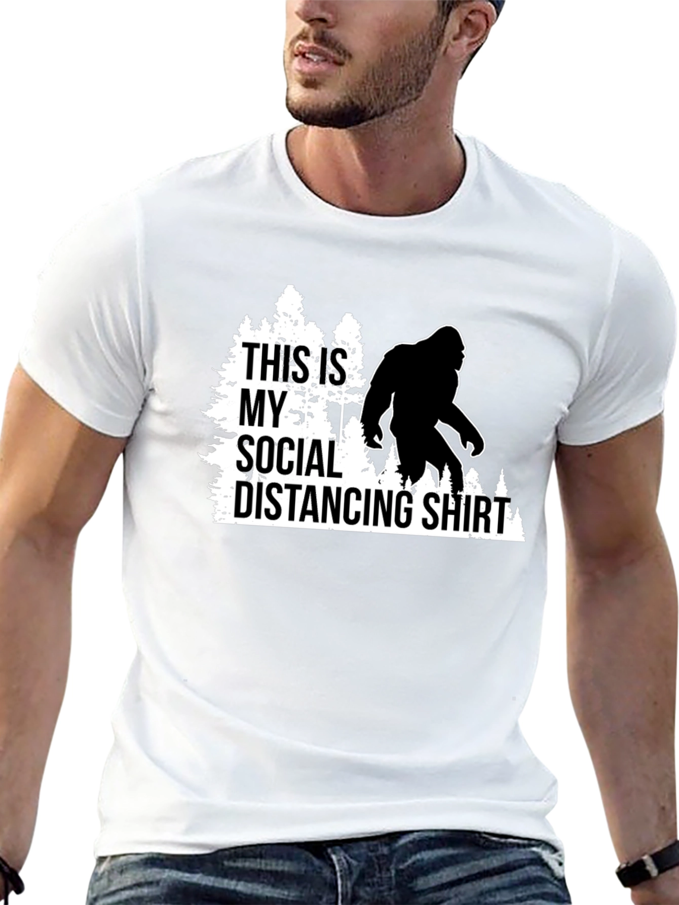 Funny Social Distancing Bigfoot Graphic Tee