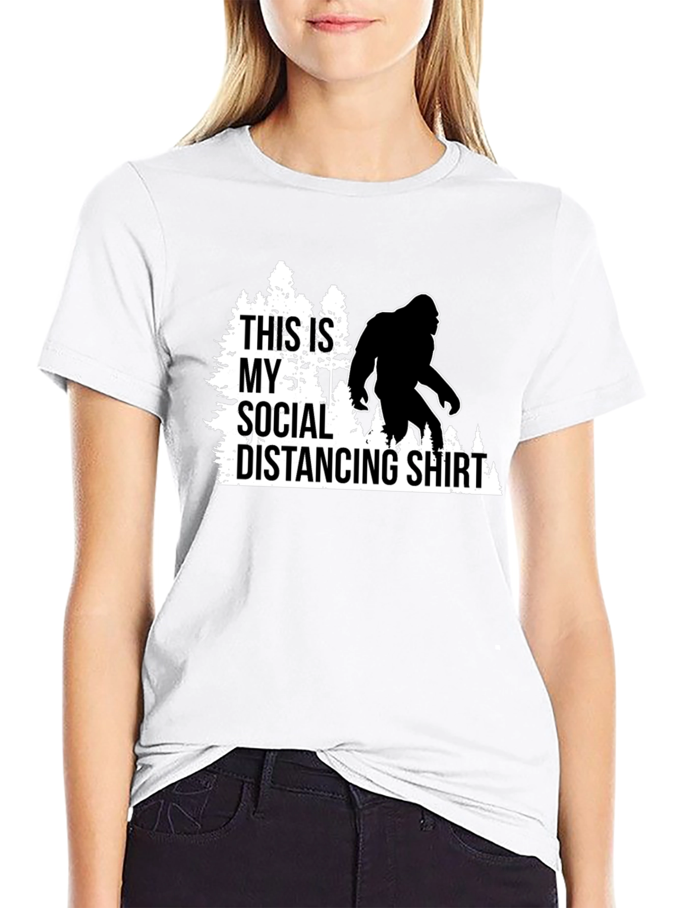 Funny Social Distancing Bigfoot Graphic Tee