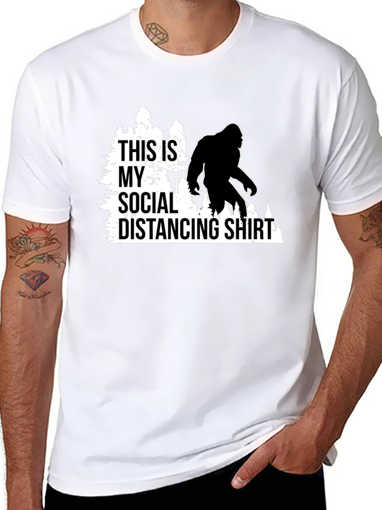 Funny Social Distancing Bigfoot Graphic Tee