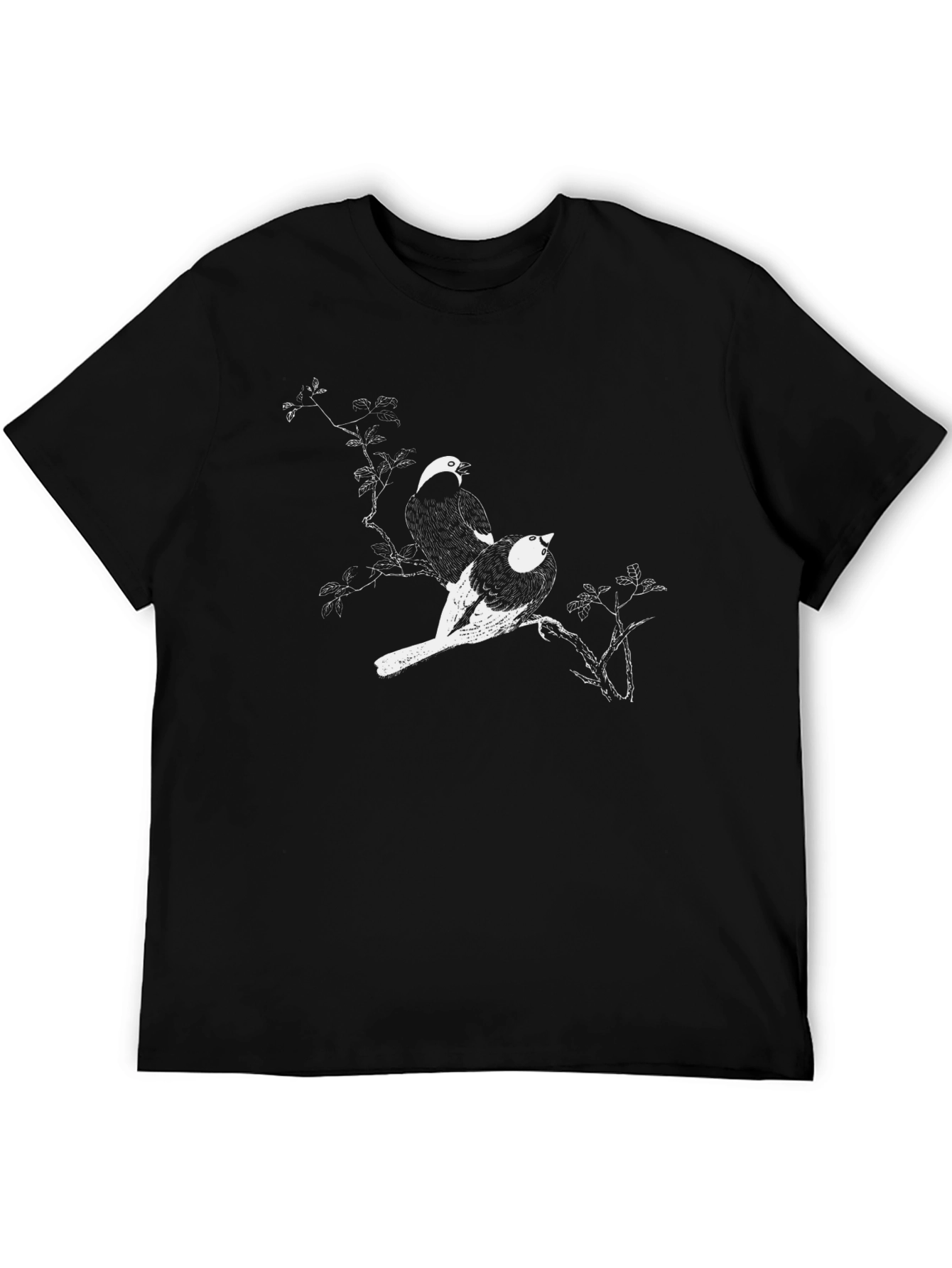 Black Bird Print T-Shirt - Artistic Graphic Tee