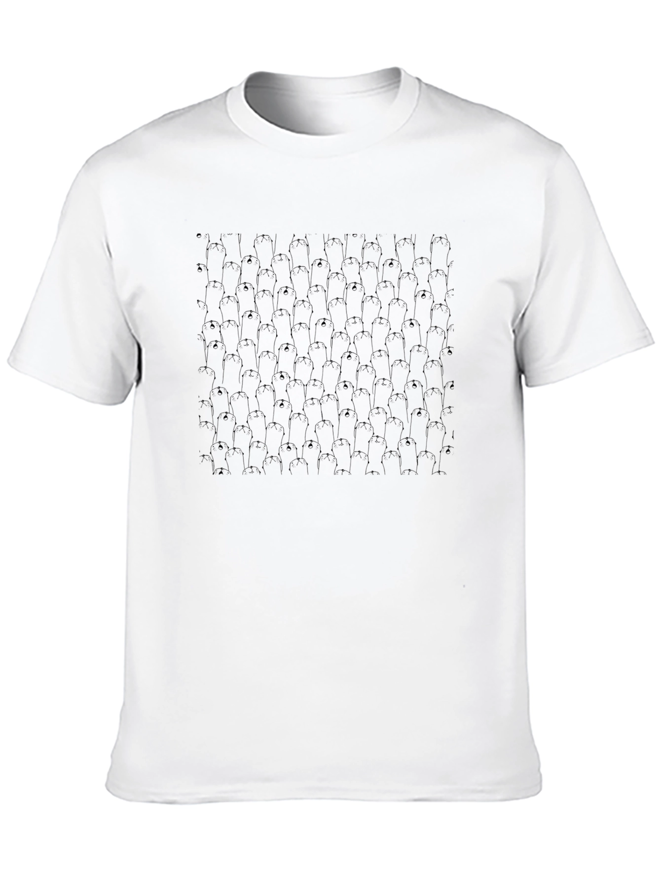 Mens Black T-Shirt with Silhouette Pattern