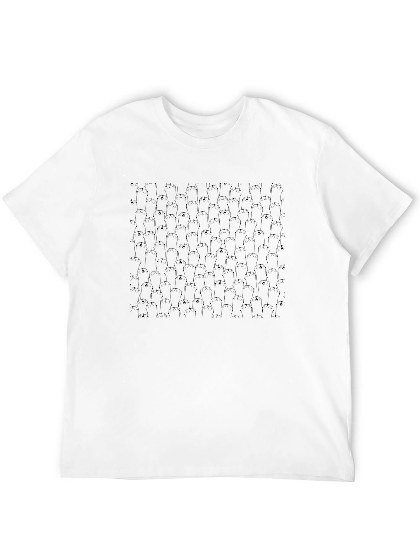 Mens Black T-Shirt with Silhouette Pattern