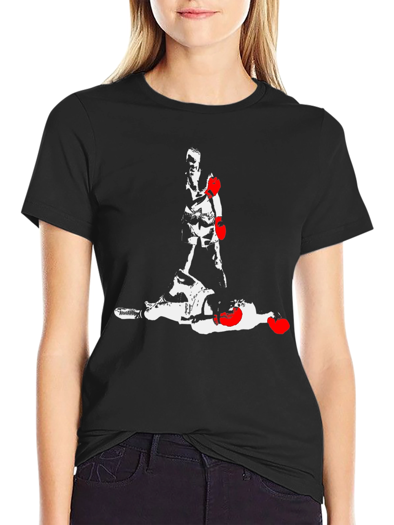 Boxing Graphic Tee - Knockout Design Mens Black T-Shirt