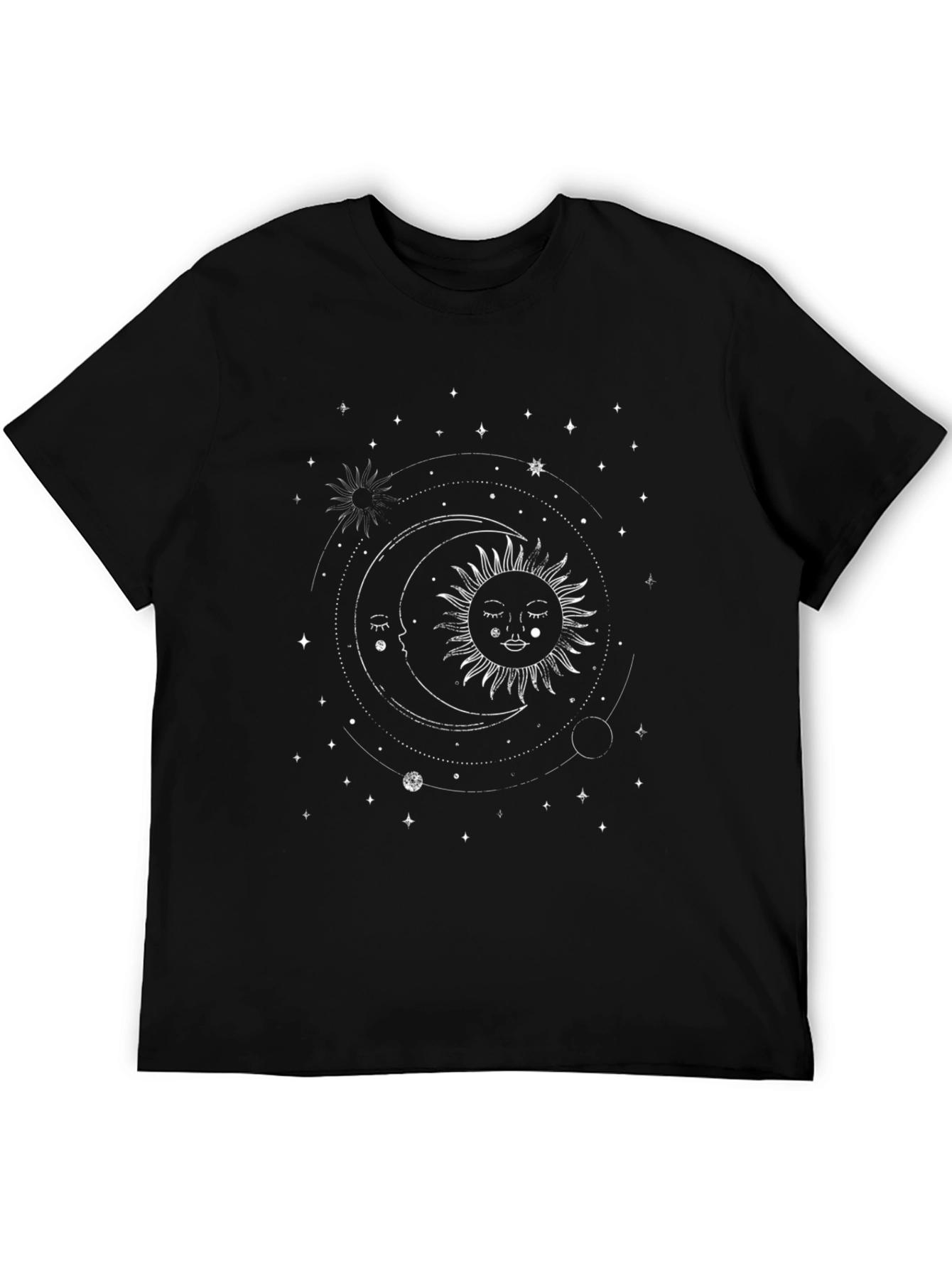 Celestial Sun & Moon Graphic Tee - Black