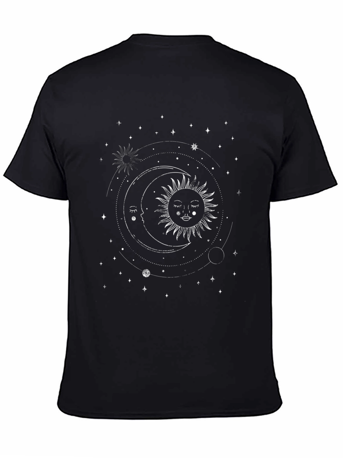 Celestial Sun & Moon Graphic Tee - Black