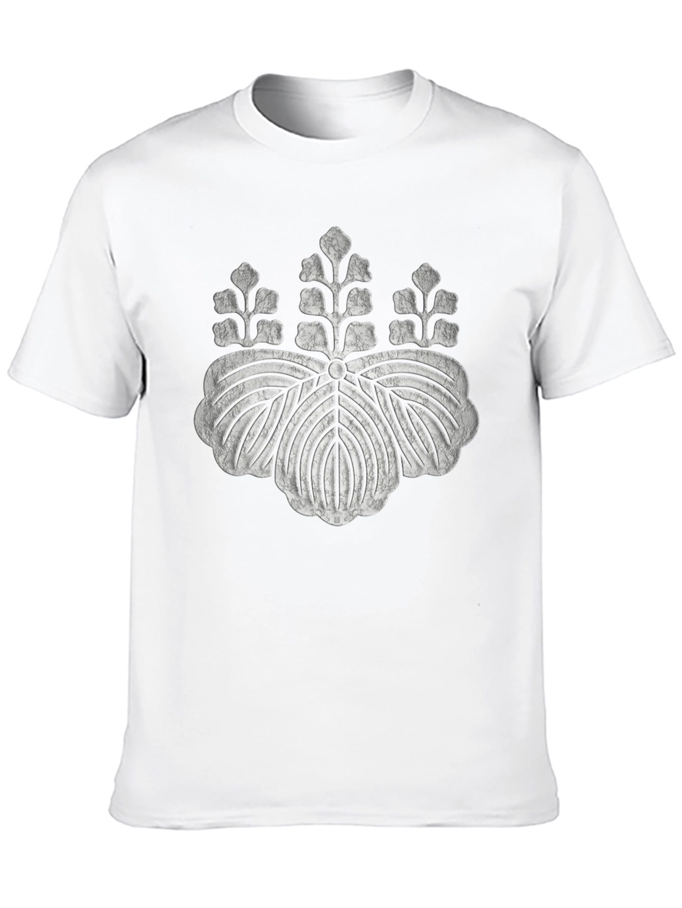 Black T-Shirt with Distressed Japanese Crest Design