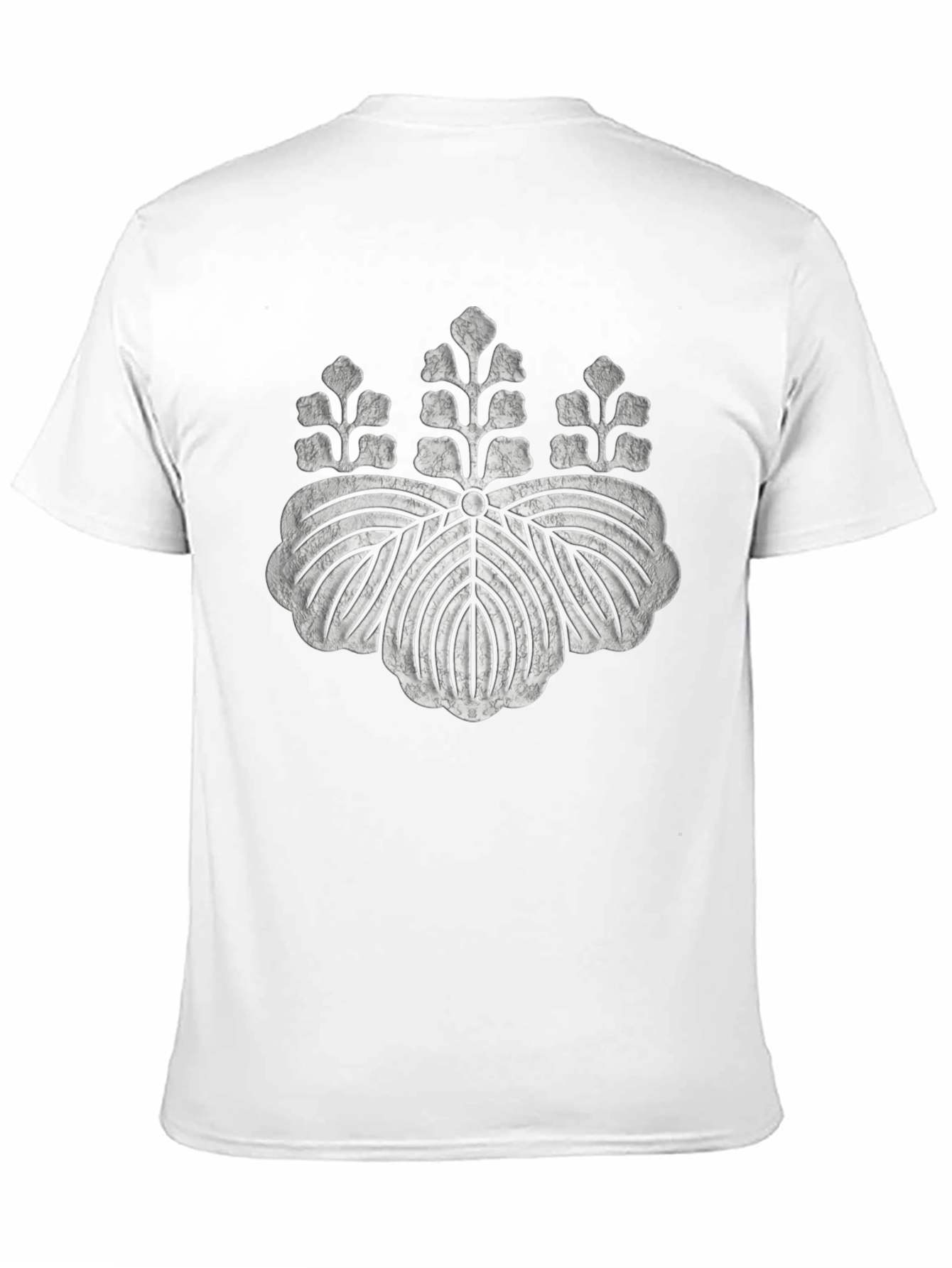 Black T-Shirt with Distressed Japanese Crest Design