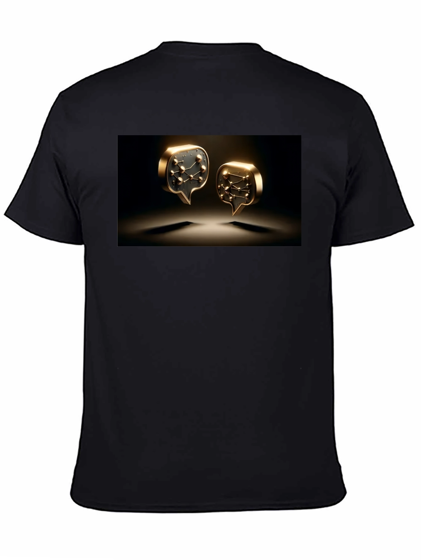 Stylish Black Tee with Gold Speech Bubble Design
