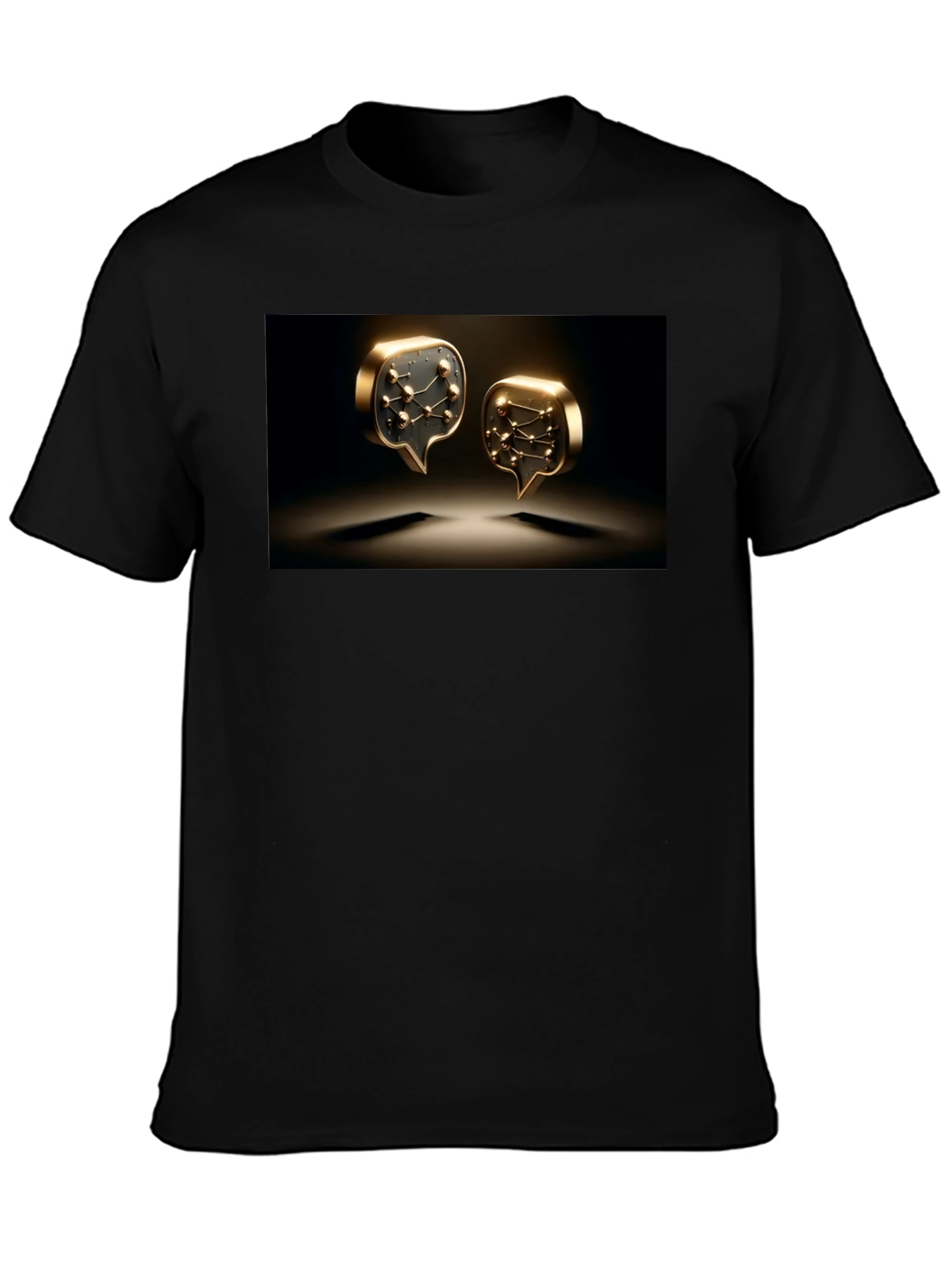 Stylish Black Tee with Gold Speech Bubble Design