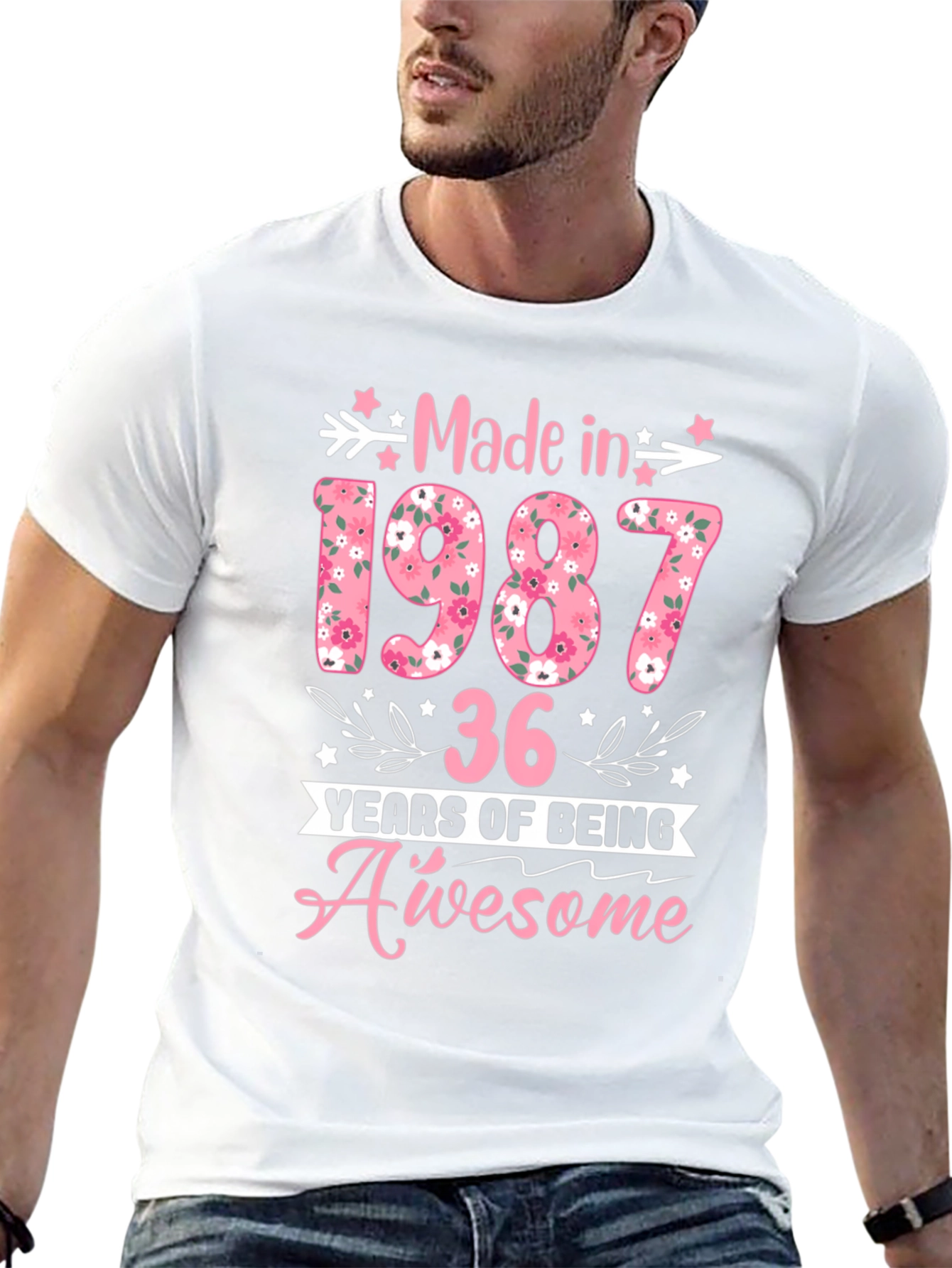 Made in 1987 Floral Birthday T-Shirt