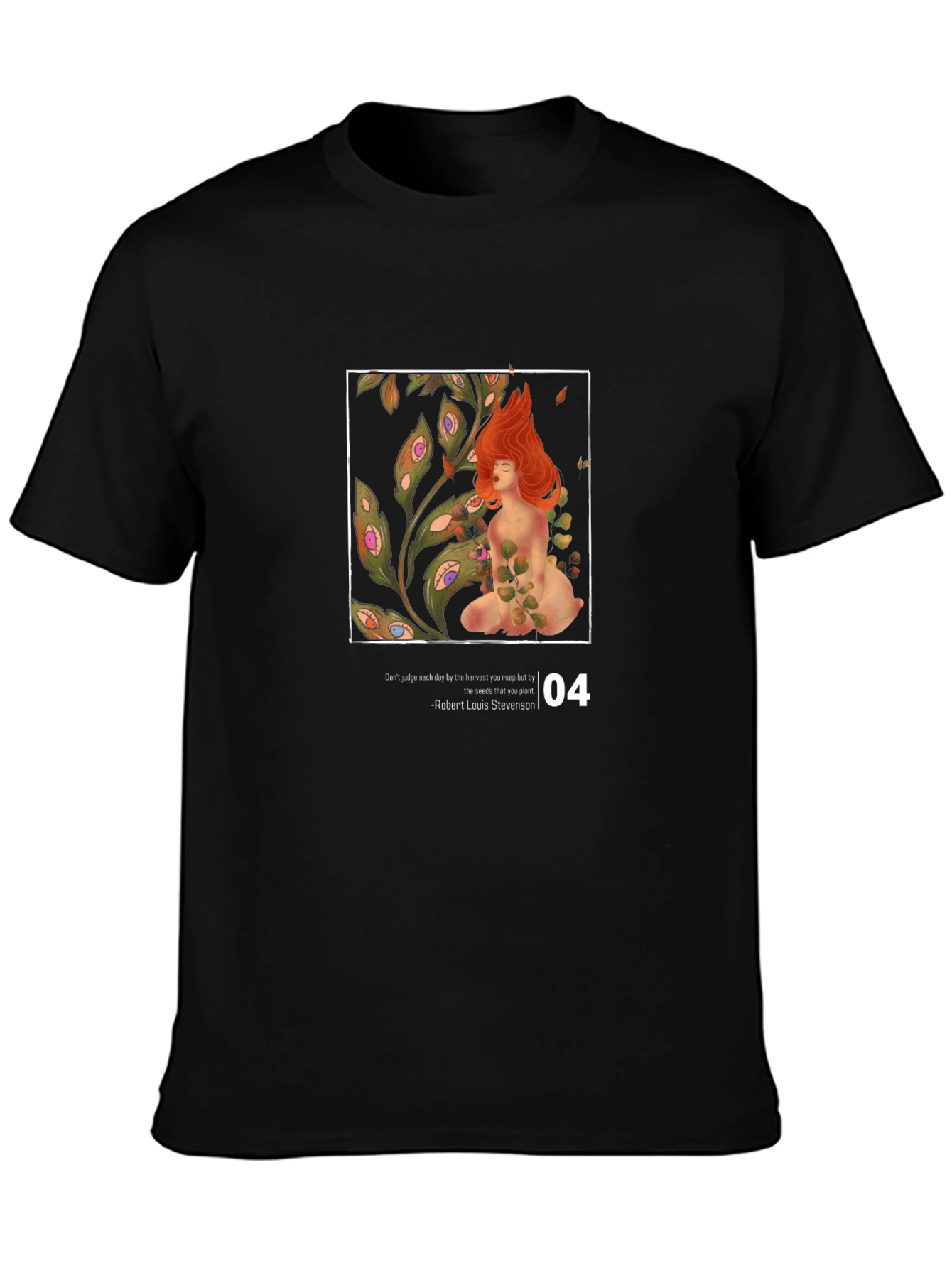 Artistic Graphic T-Shirt - Eye Plant and Red-Haired Muse