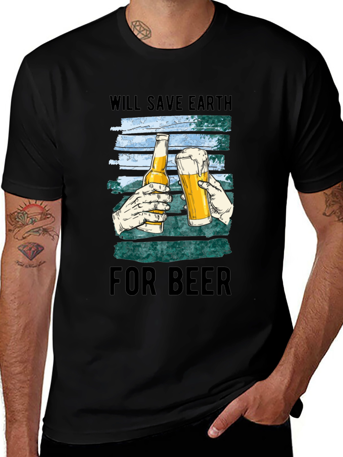 Save Earth For Beer Graphic T-Shirt