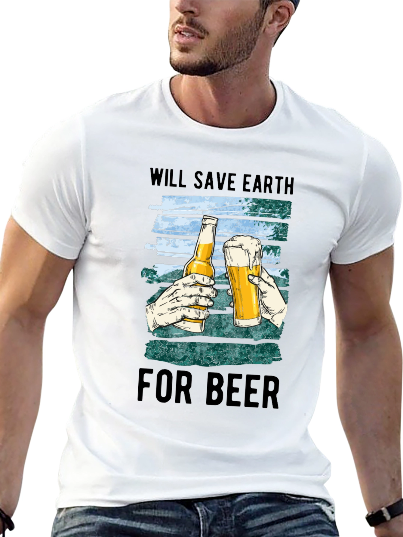 Save Earth For Beer Graphic T-Shirt