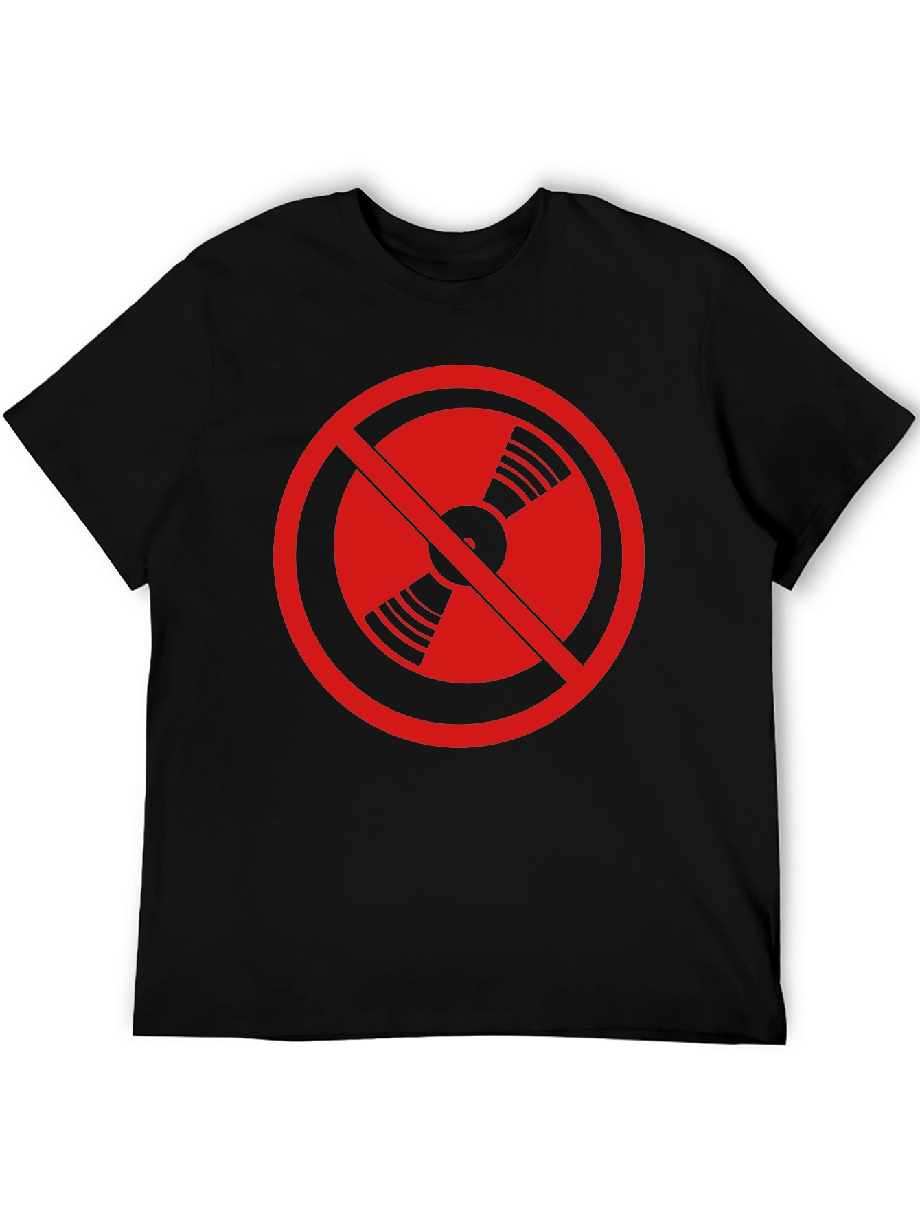 No Music Tee: Red & Black Graphic T-Shirt