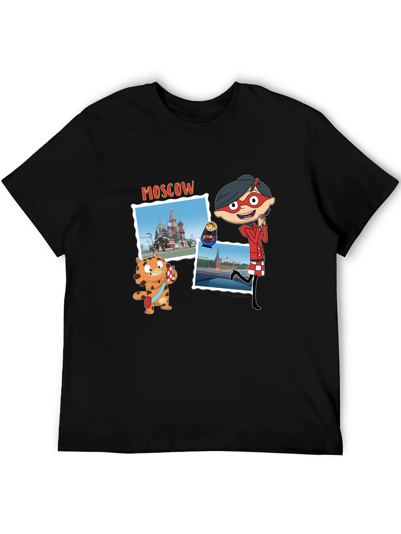 Moscow Cartoon Graphic T-Shirt - Black