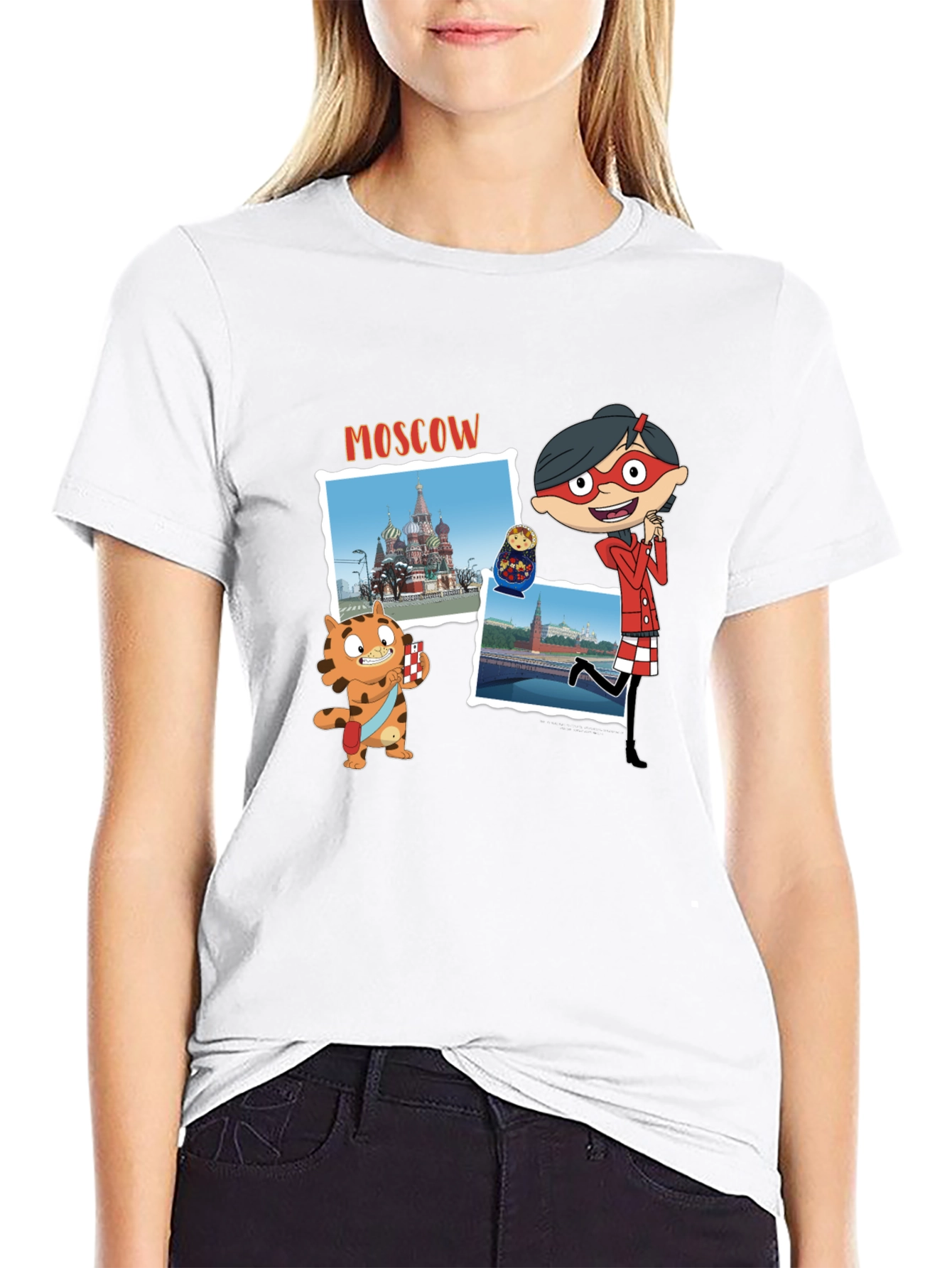 Moscow Cartoon Graphic T-Shirt - Black