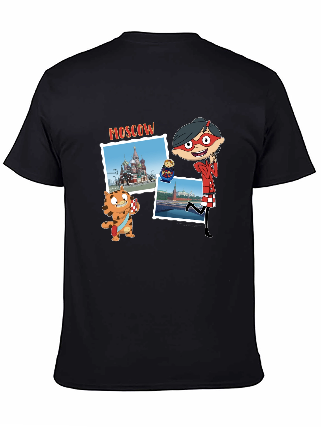 Moscow Cartoon Graphic T-Shirt - Black