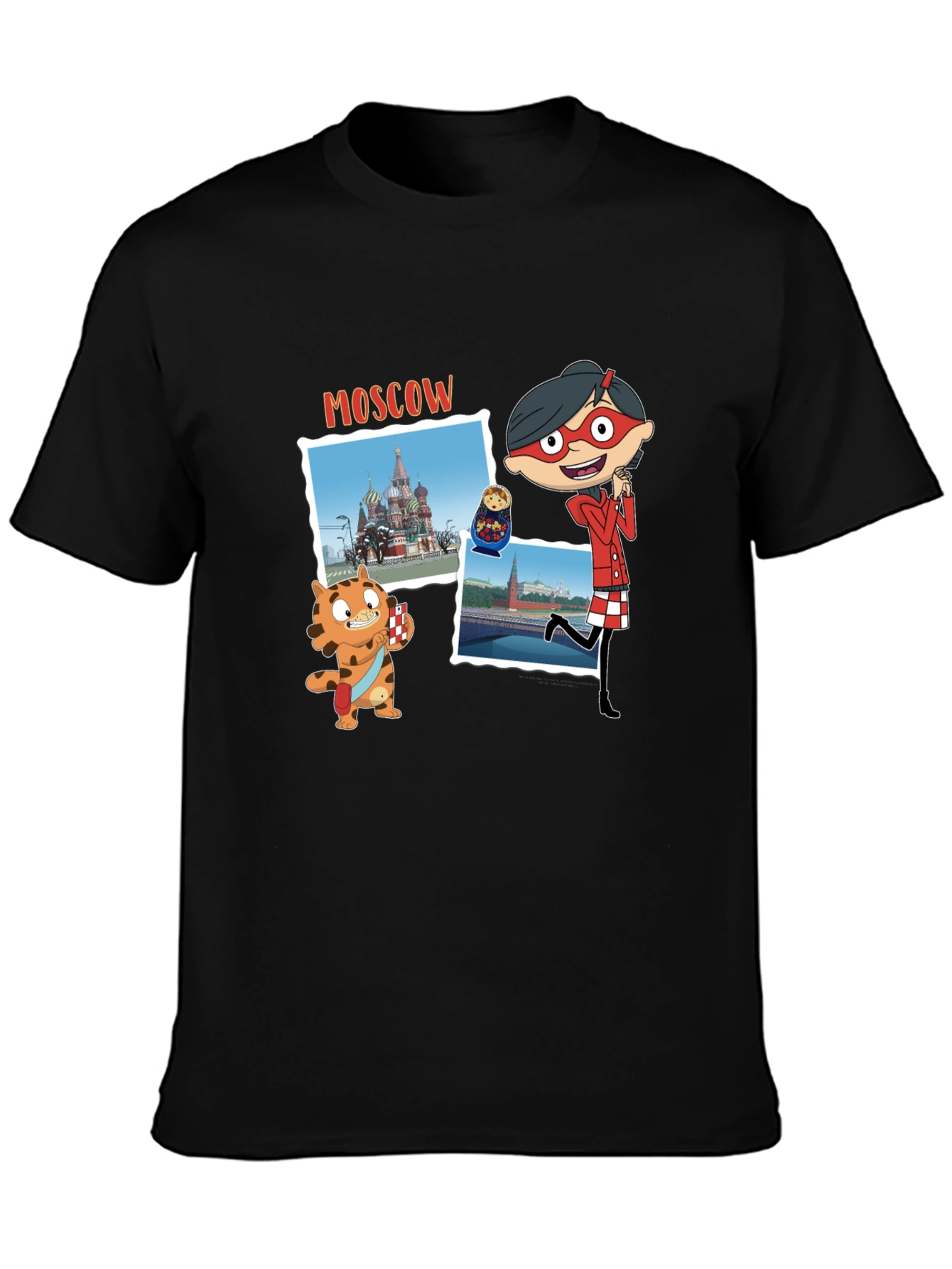 Moscow Cartoon Graphic T-Shirt - Black