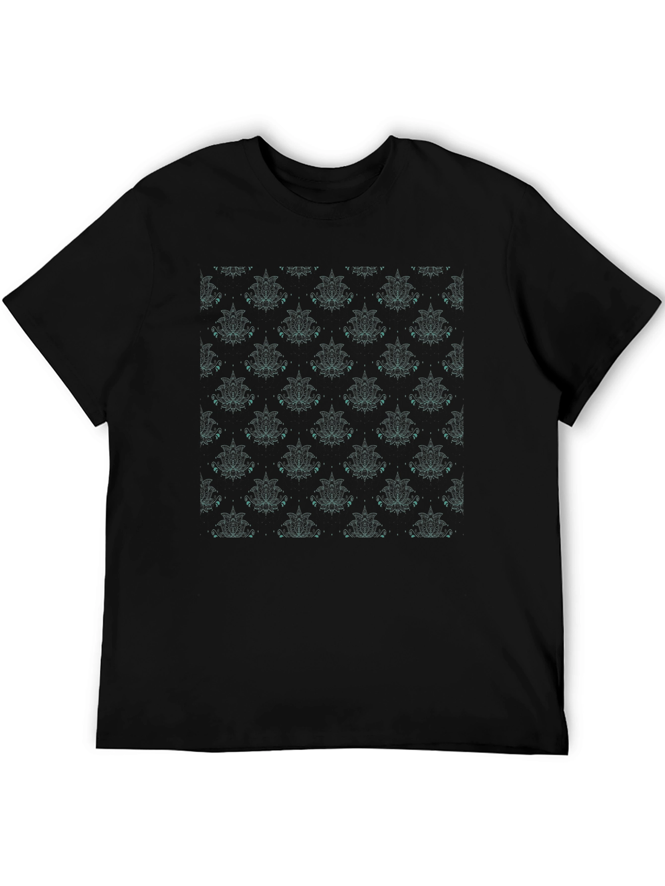 Floral Pattern Black T-Shirt