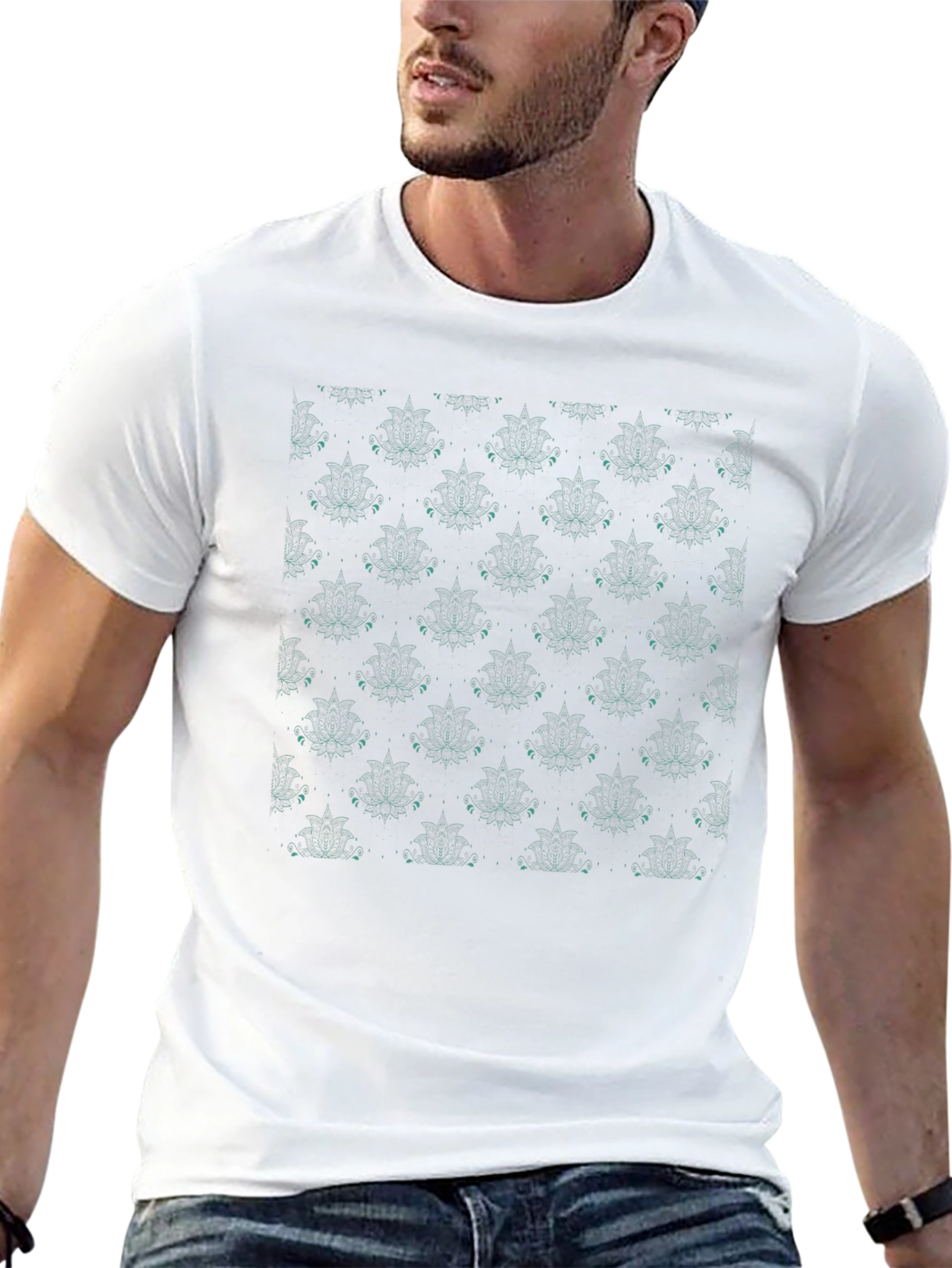 Floral Pattern Black T-Shirt